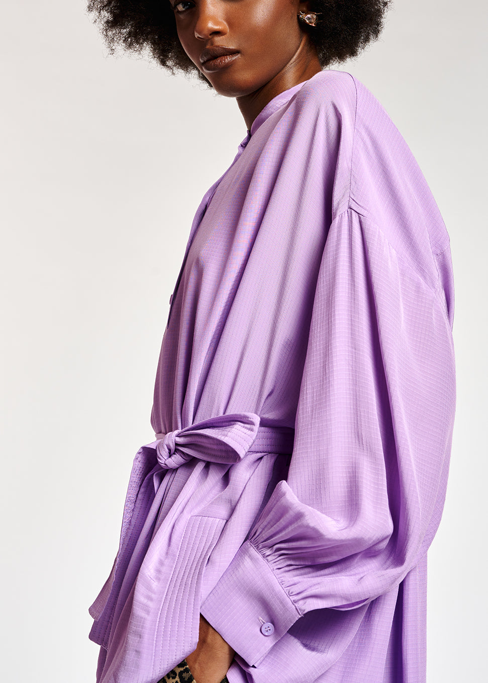 Robe chemise lilas au dos plissé RE—SSENTIEL | Essentiel second hand