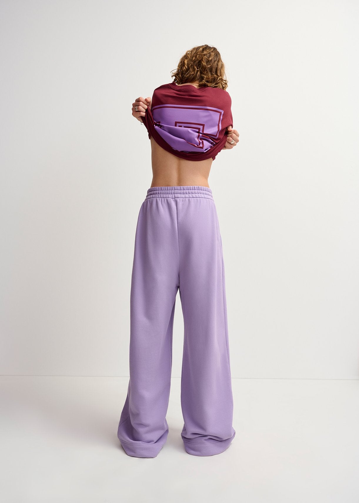 Lilac wide-leg cotton-jersey sweatpants RE—SSENTIEL | Essentiel second hand