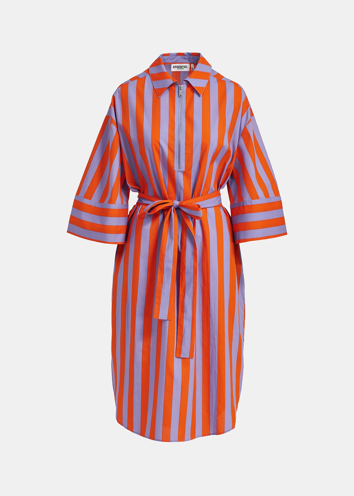 Orange and lilac striped cotton shirt dress RE—SSENTIEL | Essentiel second hand