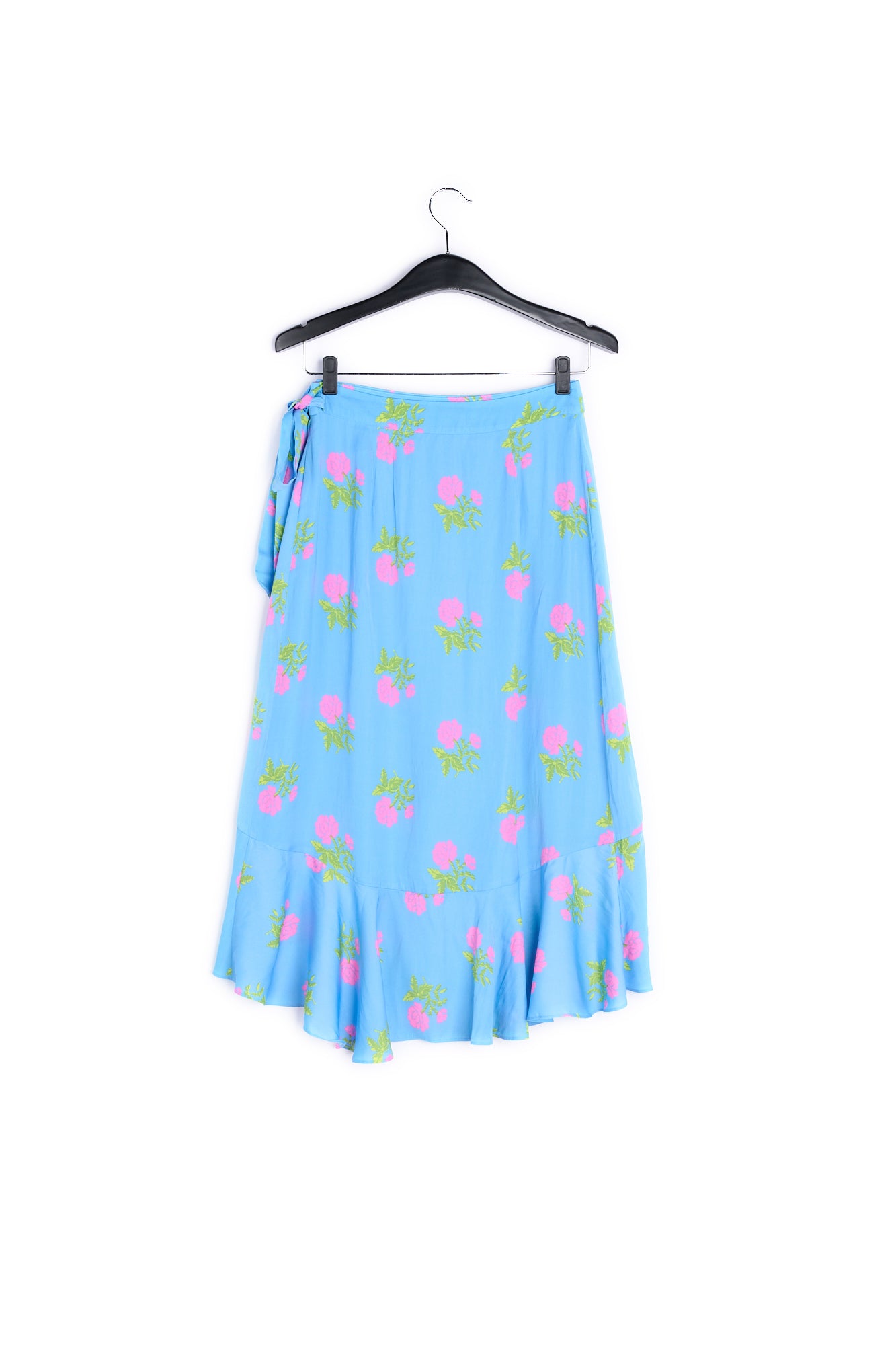 Blue floral print ruffled skirt RE—SSENTIEL | Essentiel second hand