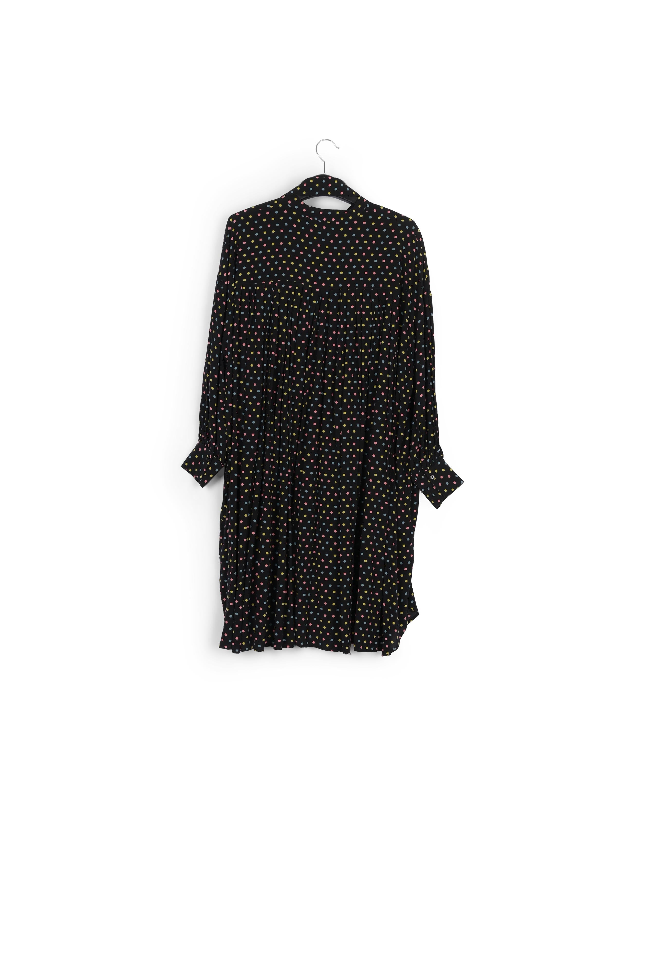 Black polka-dot shirt dress with plissé backside RE—SSENTIEL | Essentiel second hand