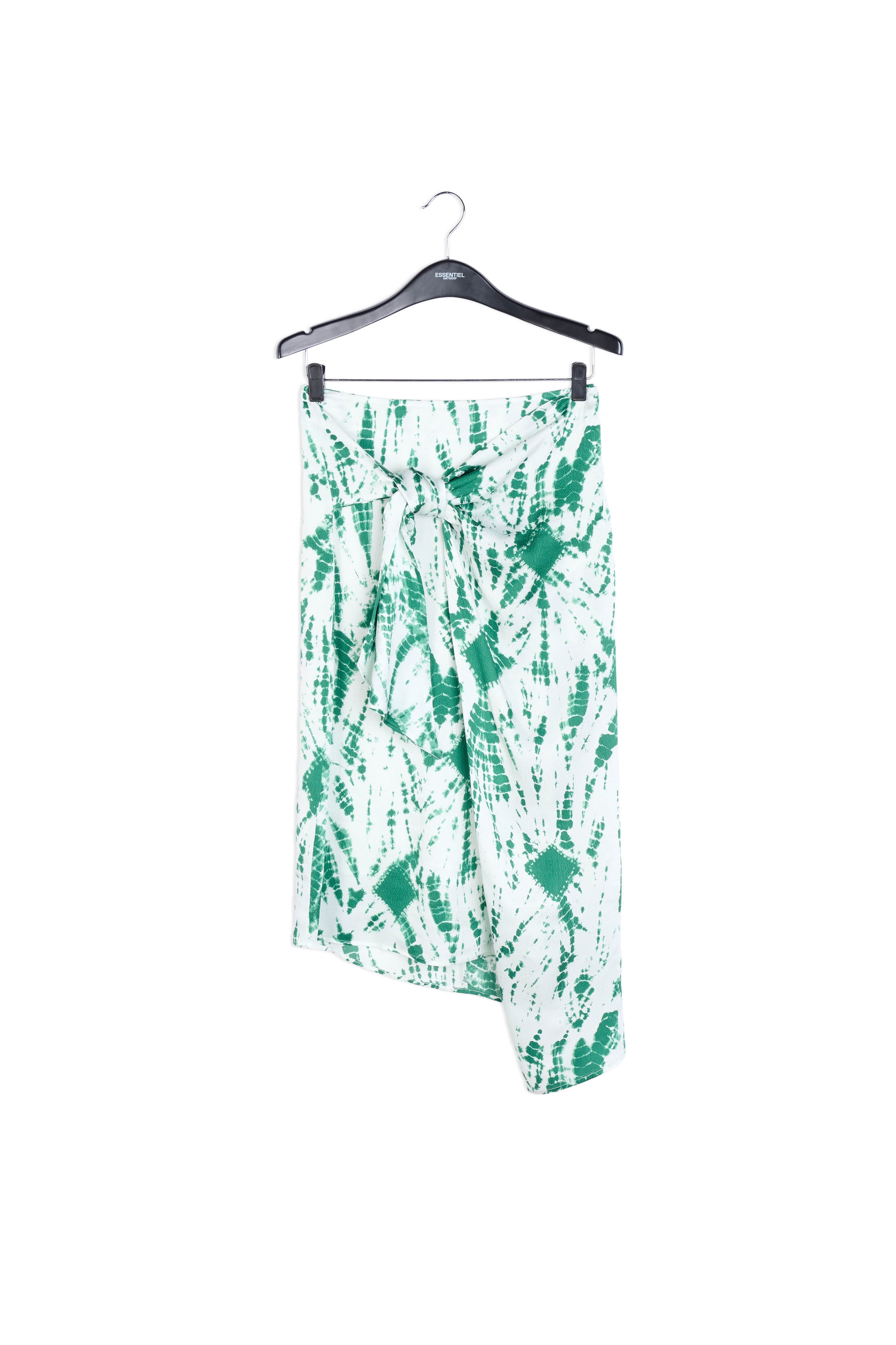 Jupe midi en soie tie-dye blanc cassé et vert RE—SSENTIEL | Essentiel second hand