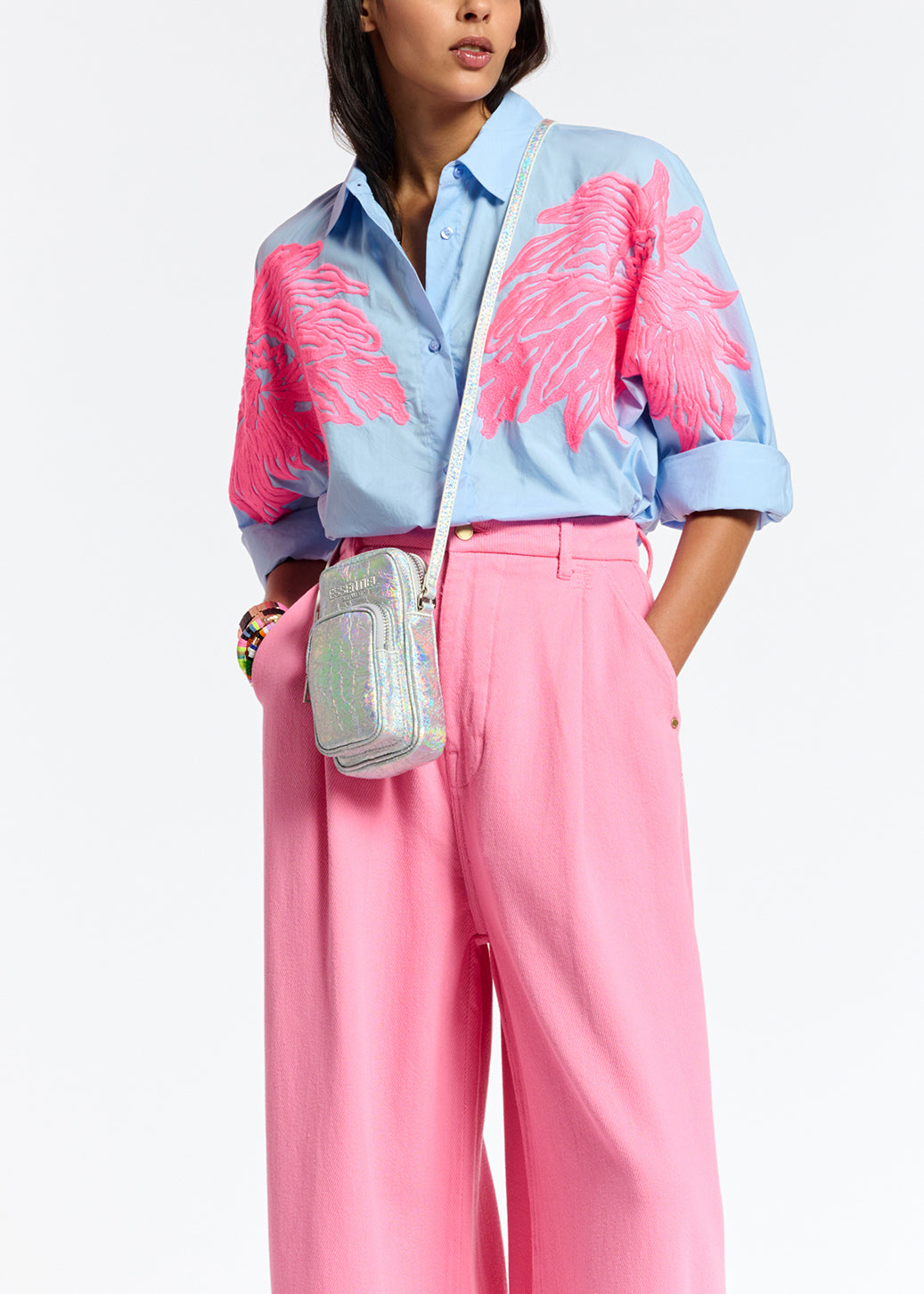 Neon pink wide-leg jeans RE—SSENTIEL | Essentiel second hand