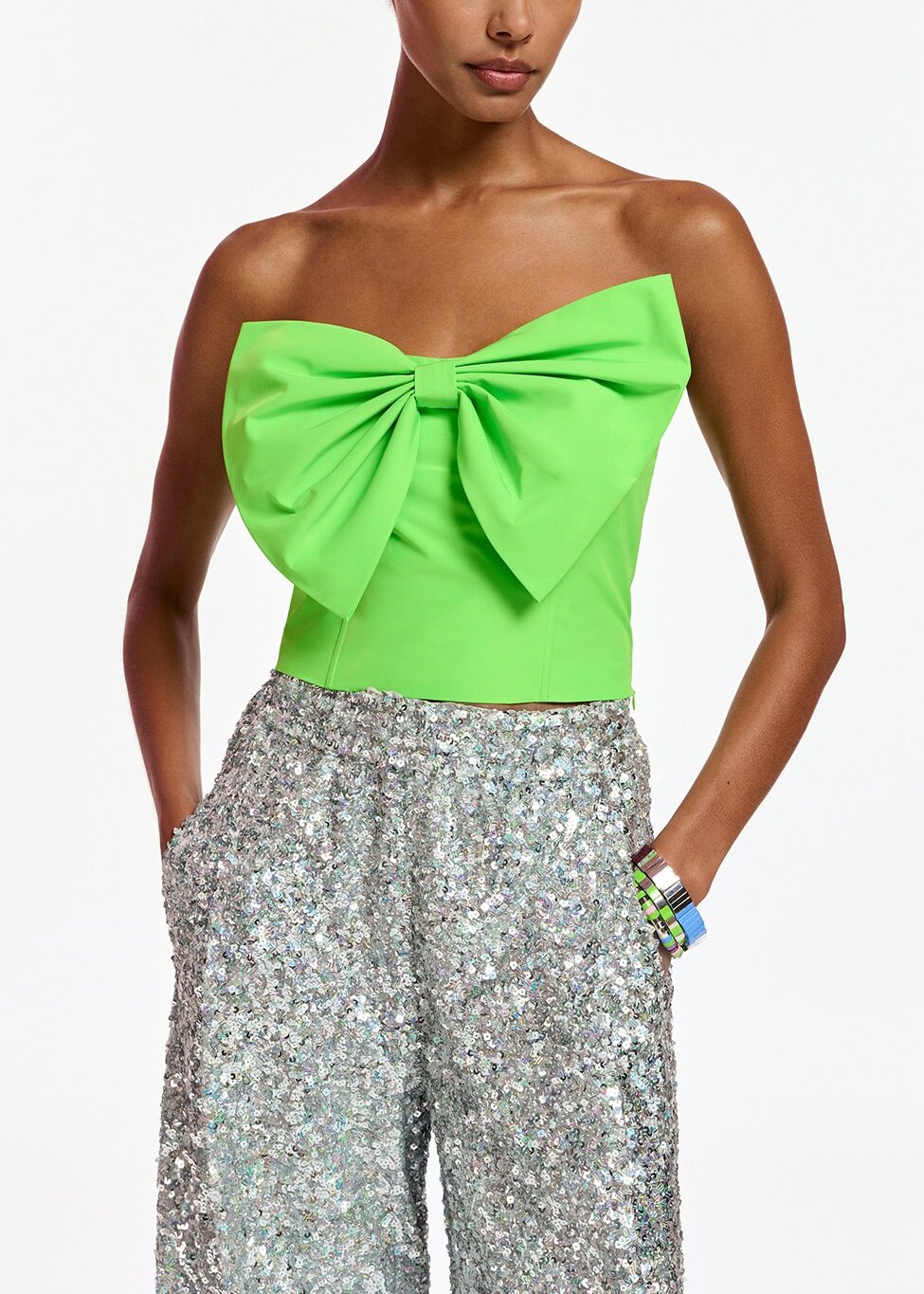 Silver sequin-embellished wide-leg pants RE—SSENTIEL | Essentiel second hand