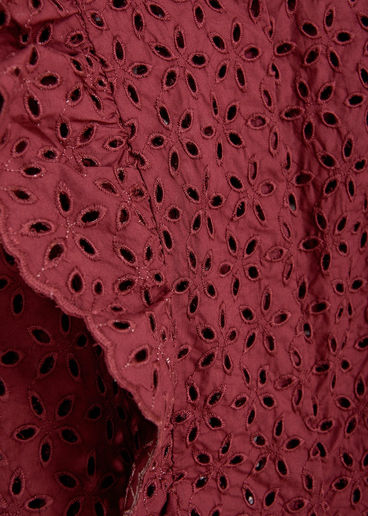 Burgundy broderie anglaise cotton top RE—SSENTIEL | Essentiel second hand