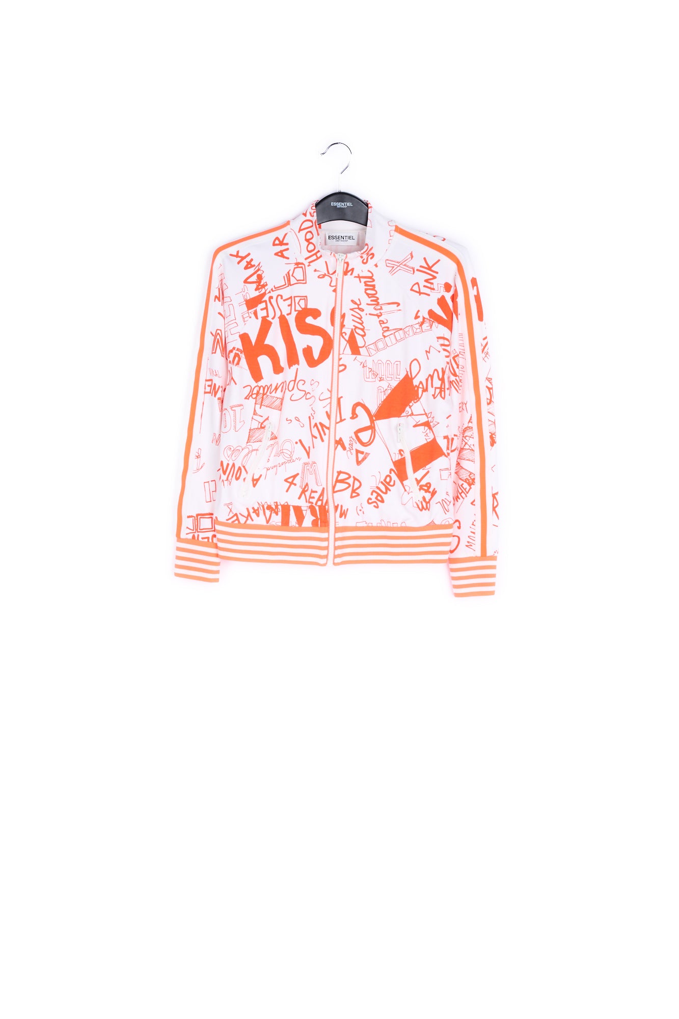 Orange and off-white printed track jacket RE—SSENTIEL | Essentiel second hand