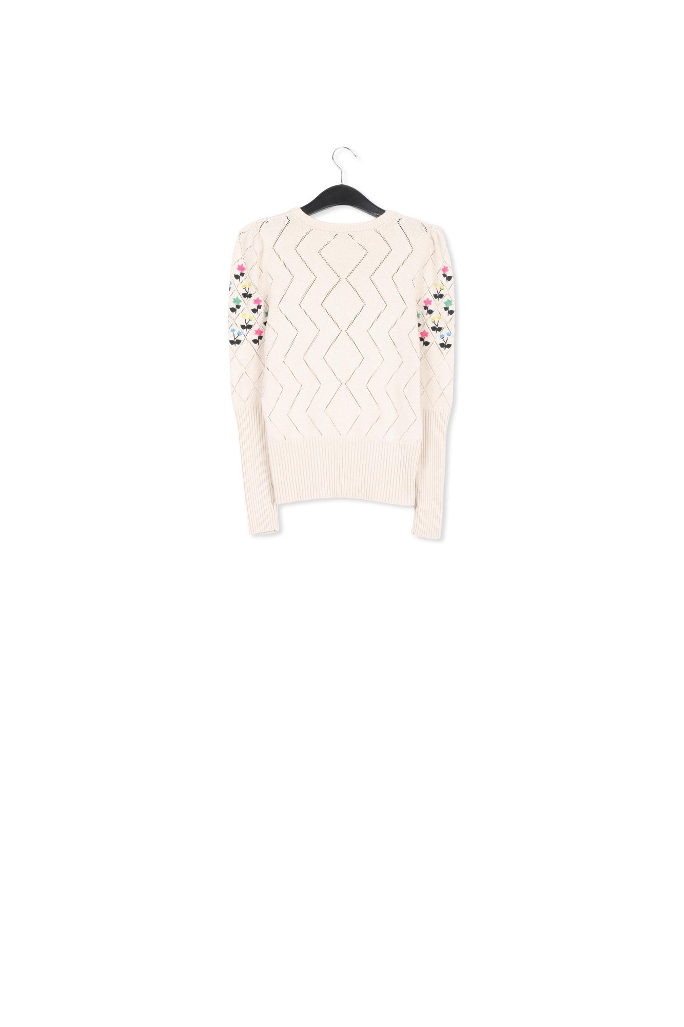 Pull beige en tricot pointelle avec broderies RE—SSENTIEL | Essentiel second hand