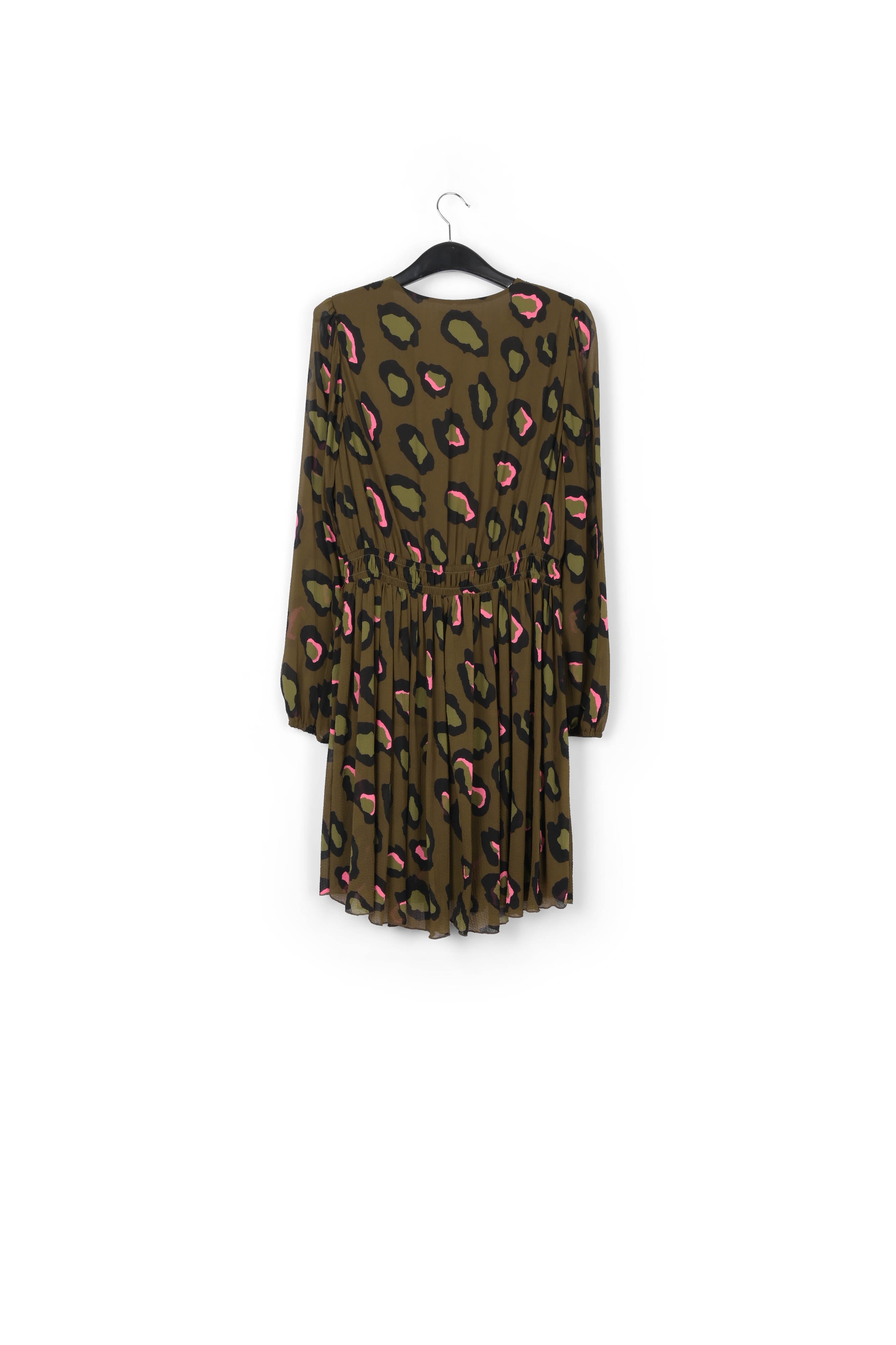 Khaki leopard-print mini dress RE—SSENTIEL | Essentiel second hand