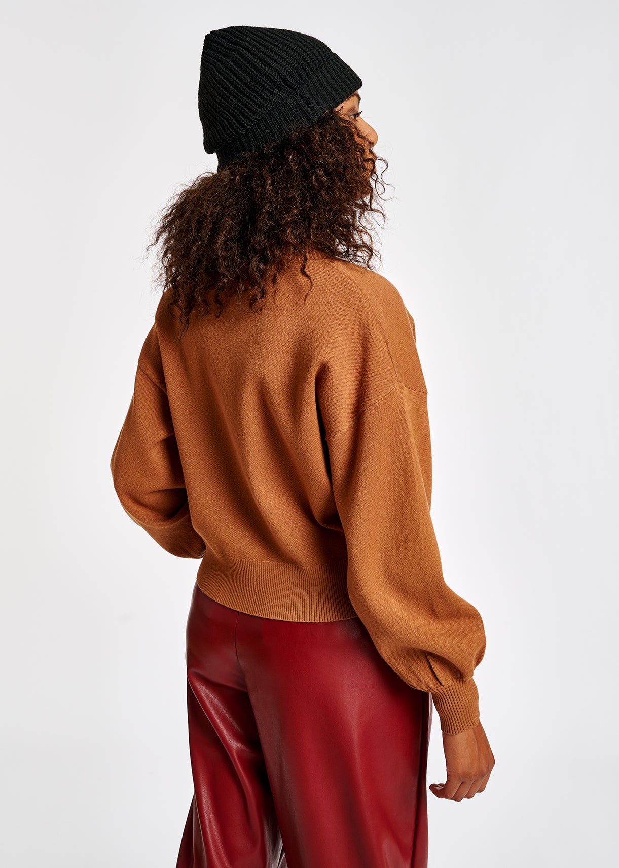 Camel relaxed-fit V-neck cardigan RE—SSENTIEL | Essentiel second hand