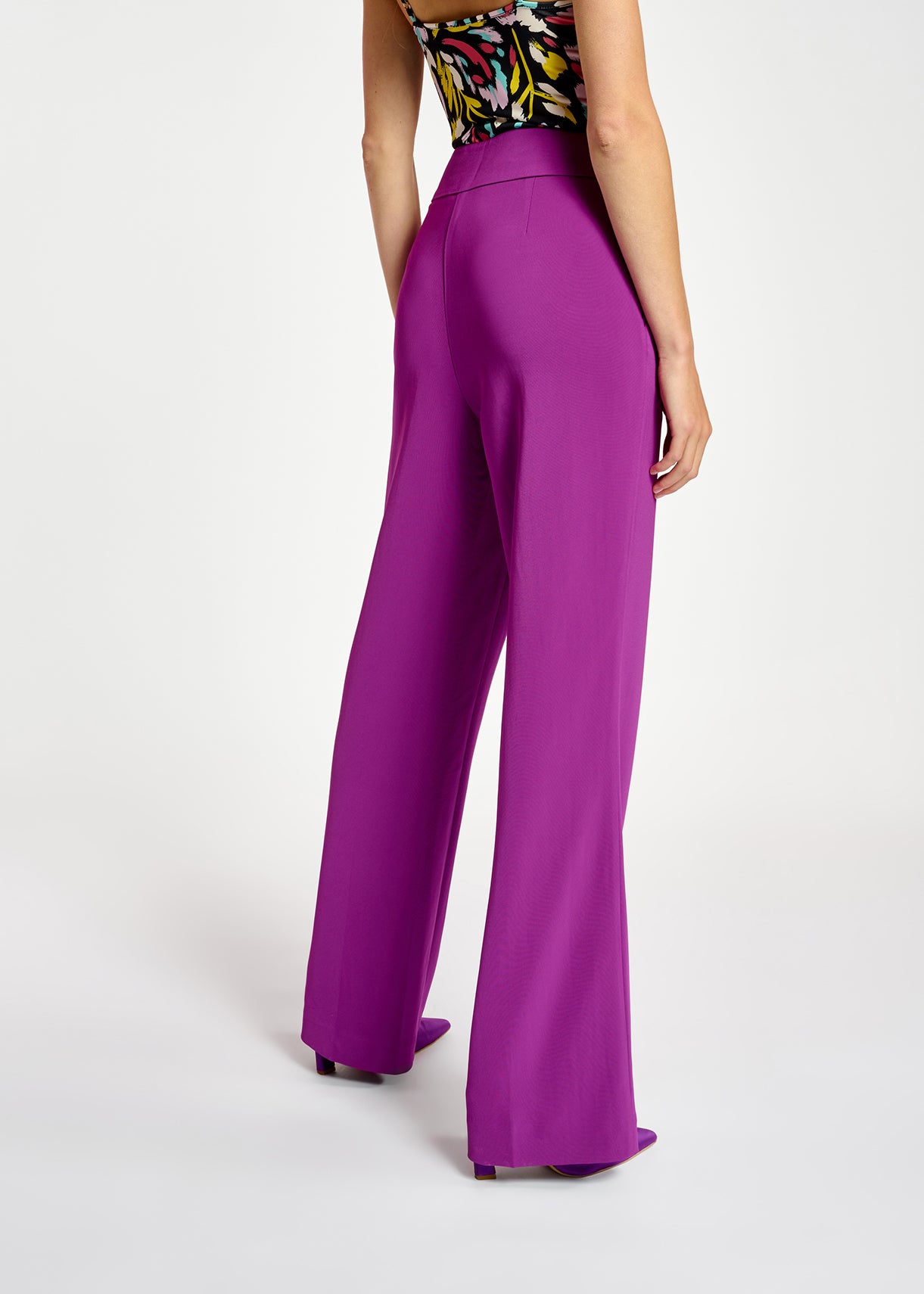 Purple viscose-satin straight-leg pants RE—SSENTIEL | Essentiel second hand