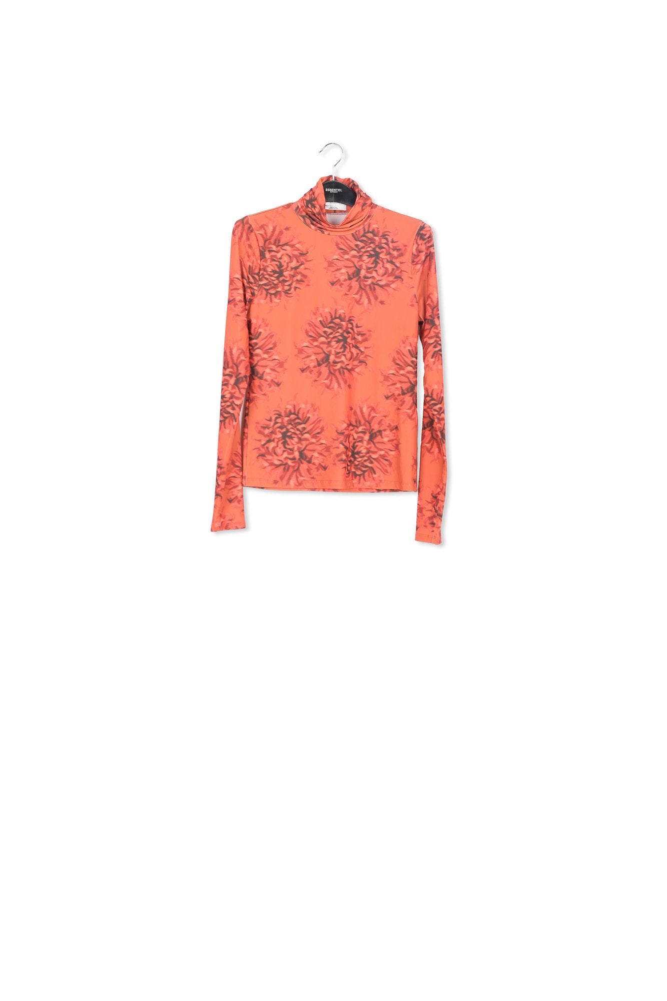 Orange, burgundy and light orange floral-print turtleneck top RE—SSENTIEL | Essentiel second hand