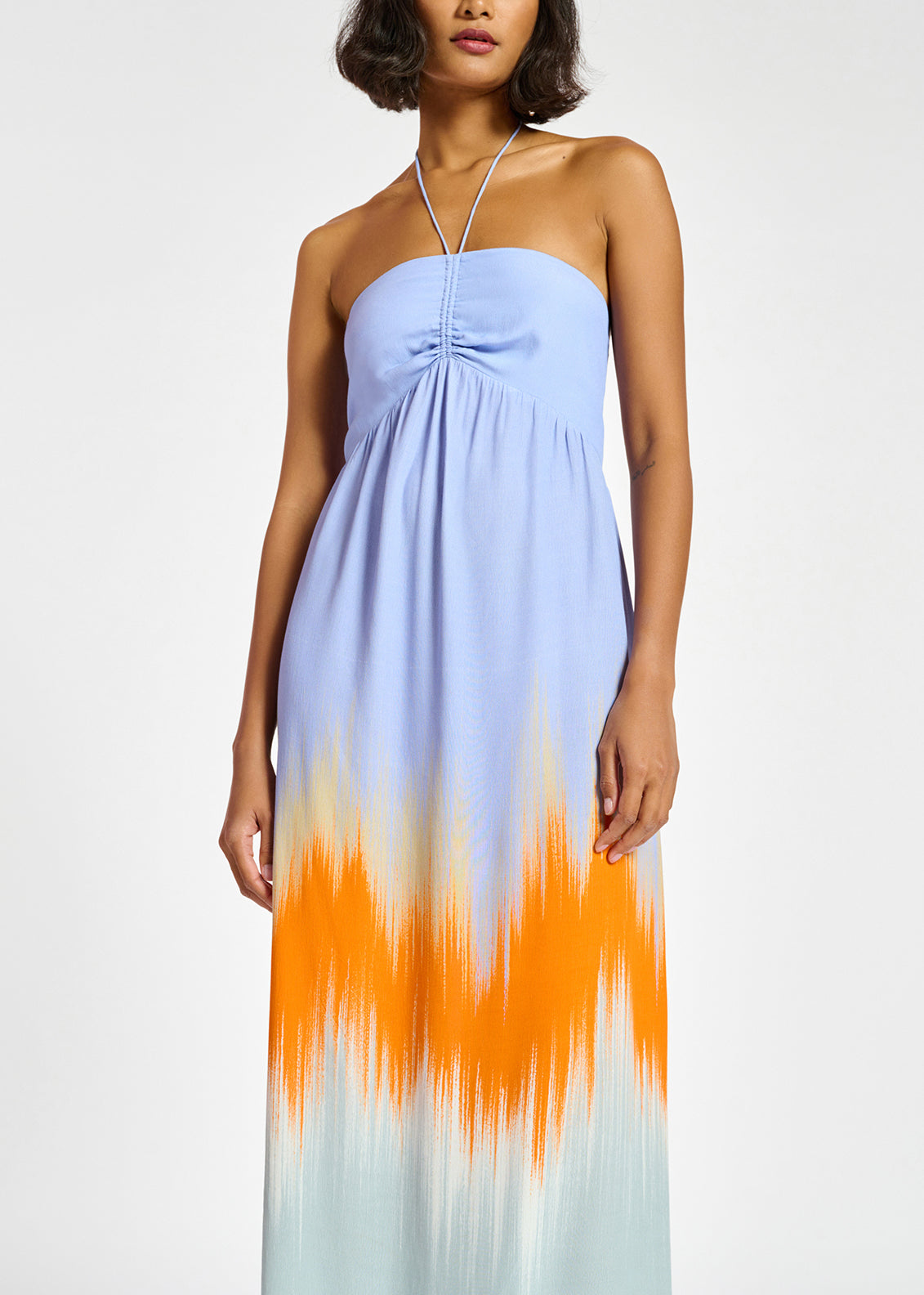 Robe maxi bleu clair et orange RE—SSENTIEL | Essentiel second hand