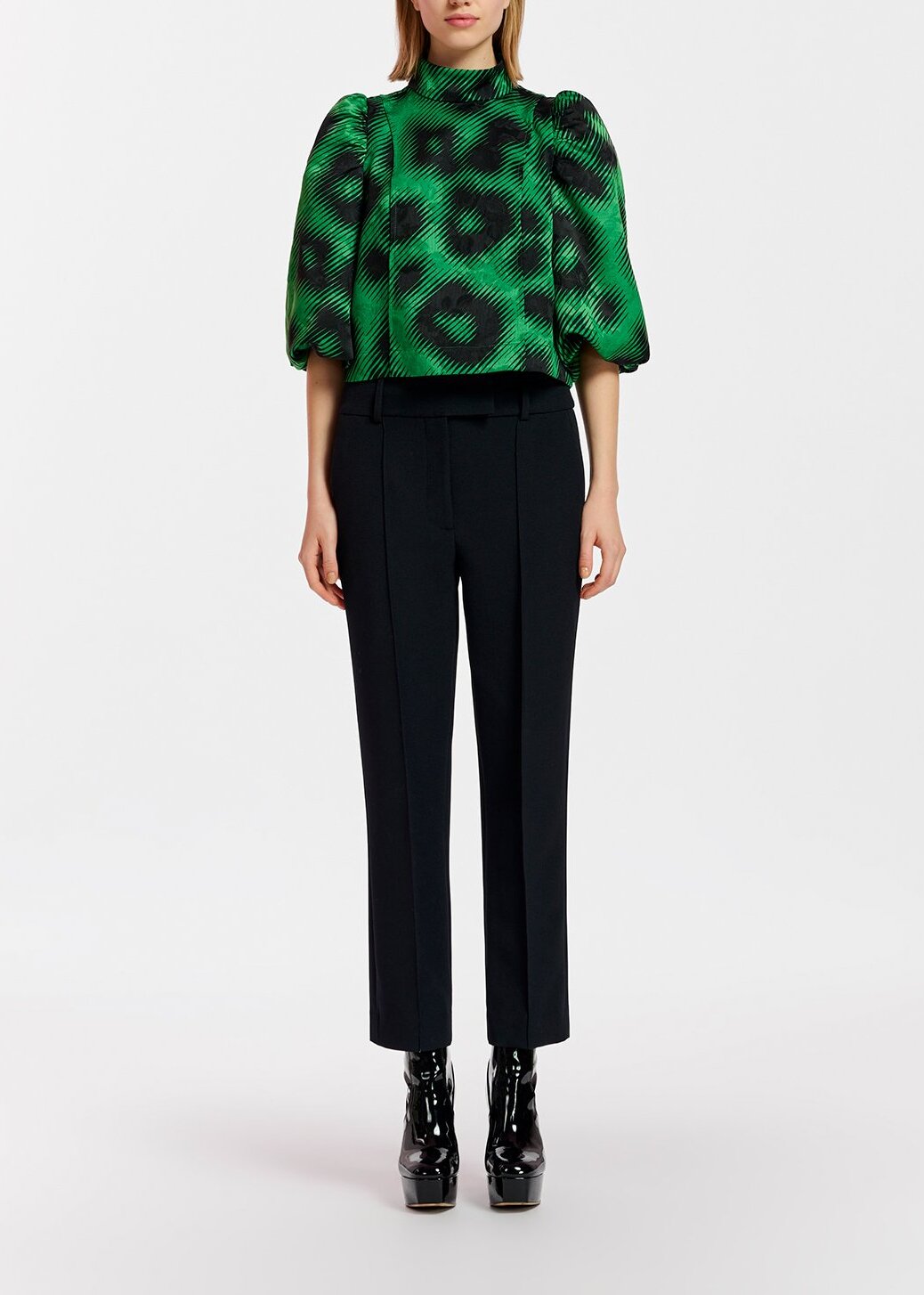 Green jacquard top with leopard print RE—SSENTIEL | Essentiel second hand