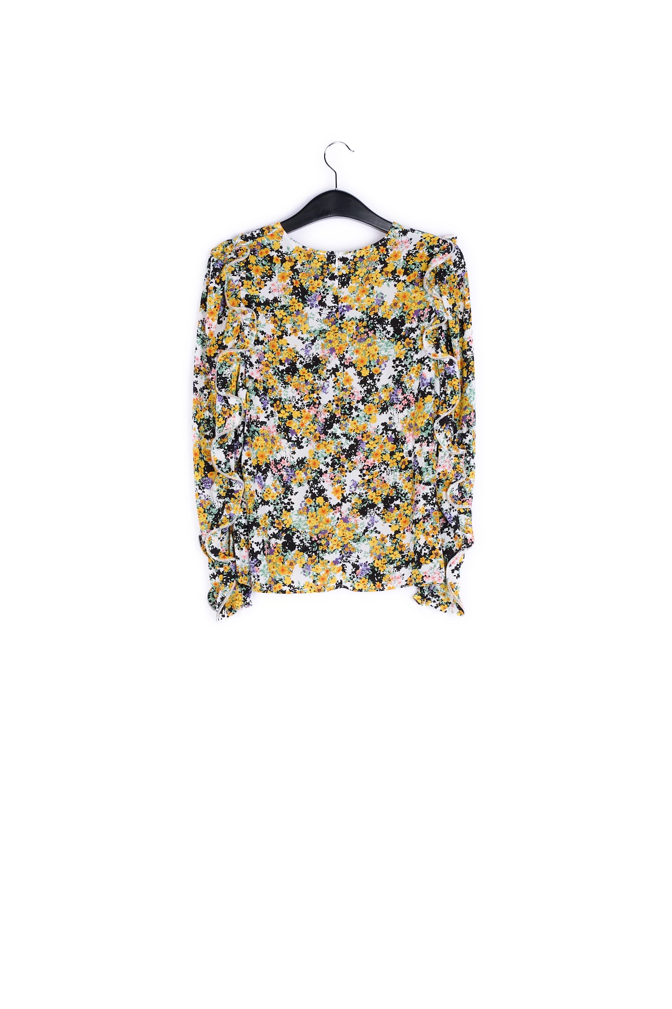 Off-white ruffled floral-print top RE—SSENTIEL | Essentiel second hand