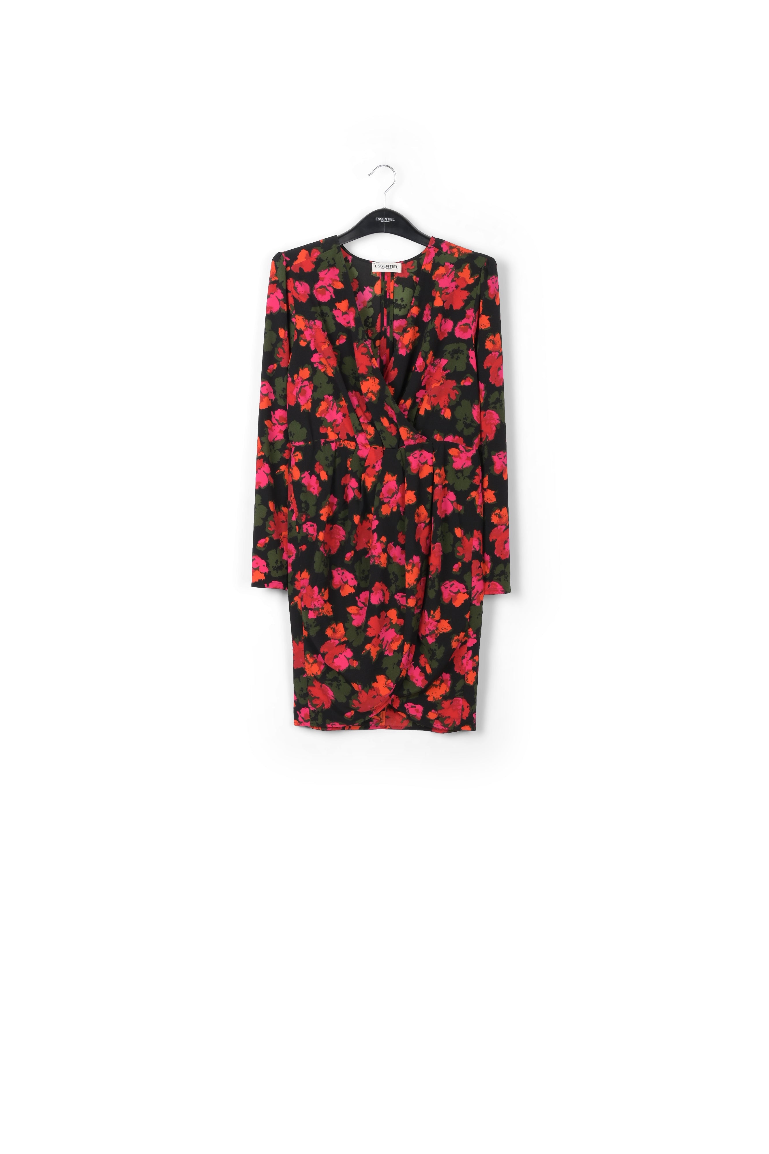 Black and red wrap effect midi dress RE—SSENTIEL | Essentiel second hand