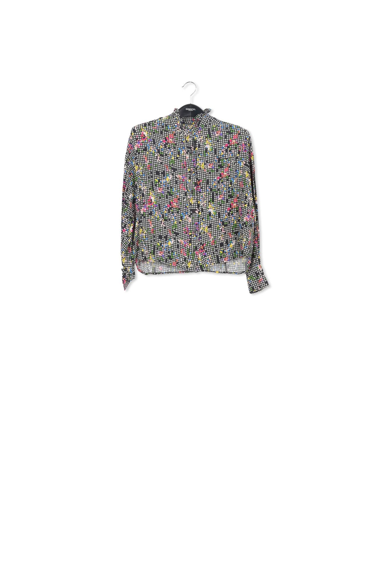 Black and white boxy shirt with frilled collar RE—SSENTIEL | Essentiel second hand