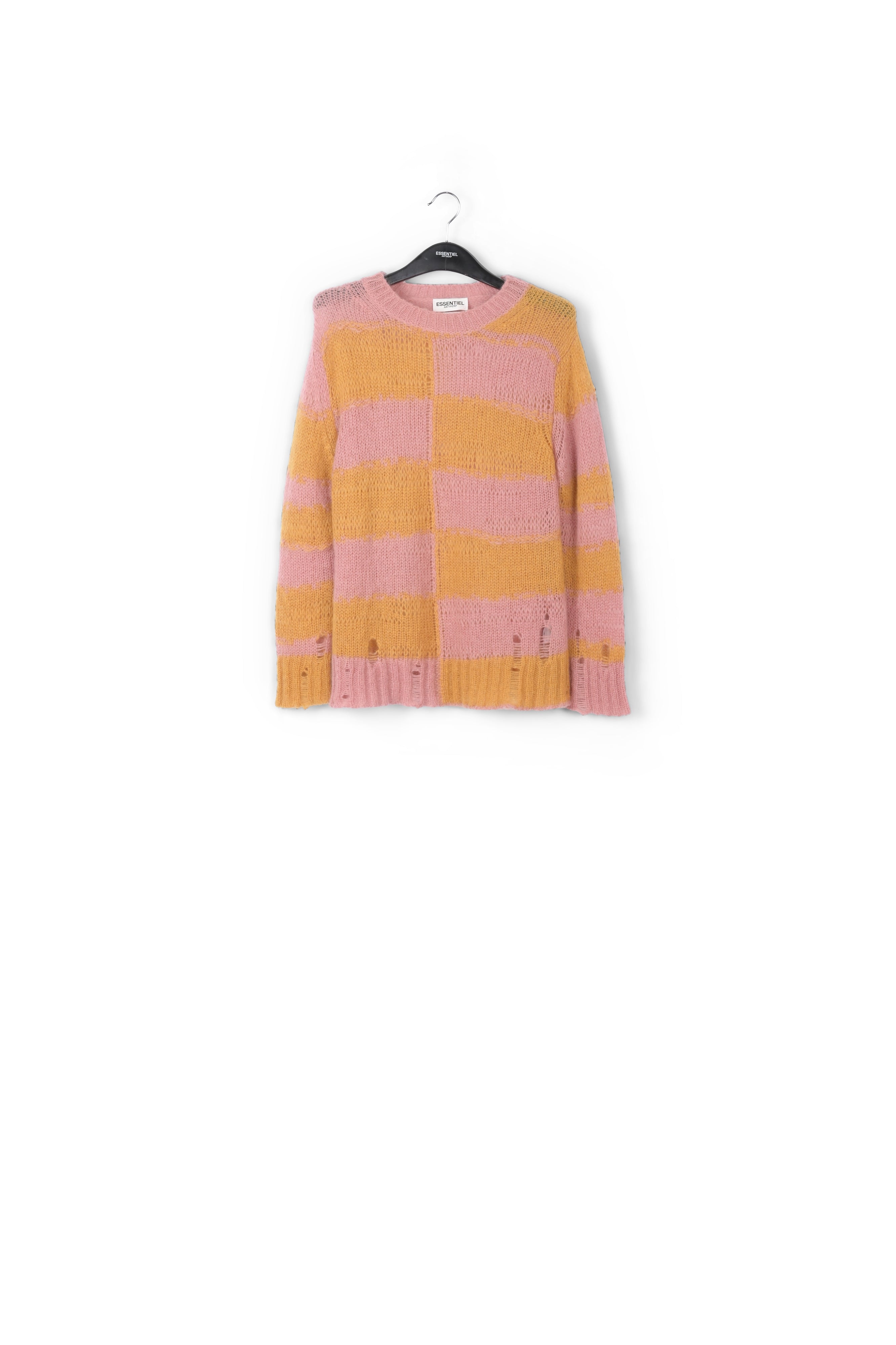 Pull à rayures rose vintage et ocre effet vieilli RE—SSENTIEL | Essentiel second hand