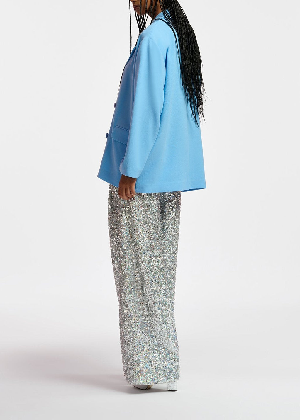 Blue double-breasted blazer RE—SSENTIEL | Essentiel second hand