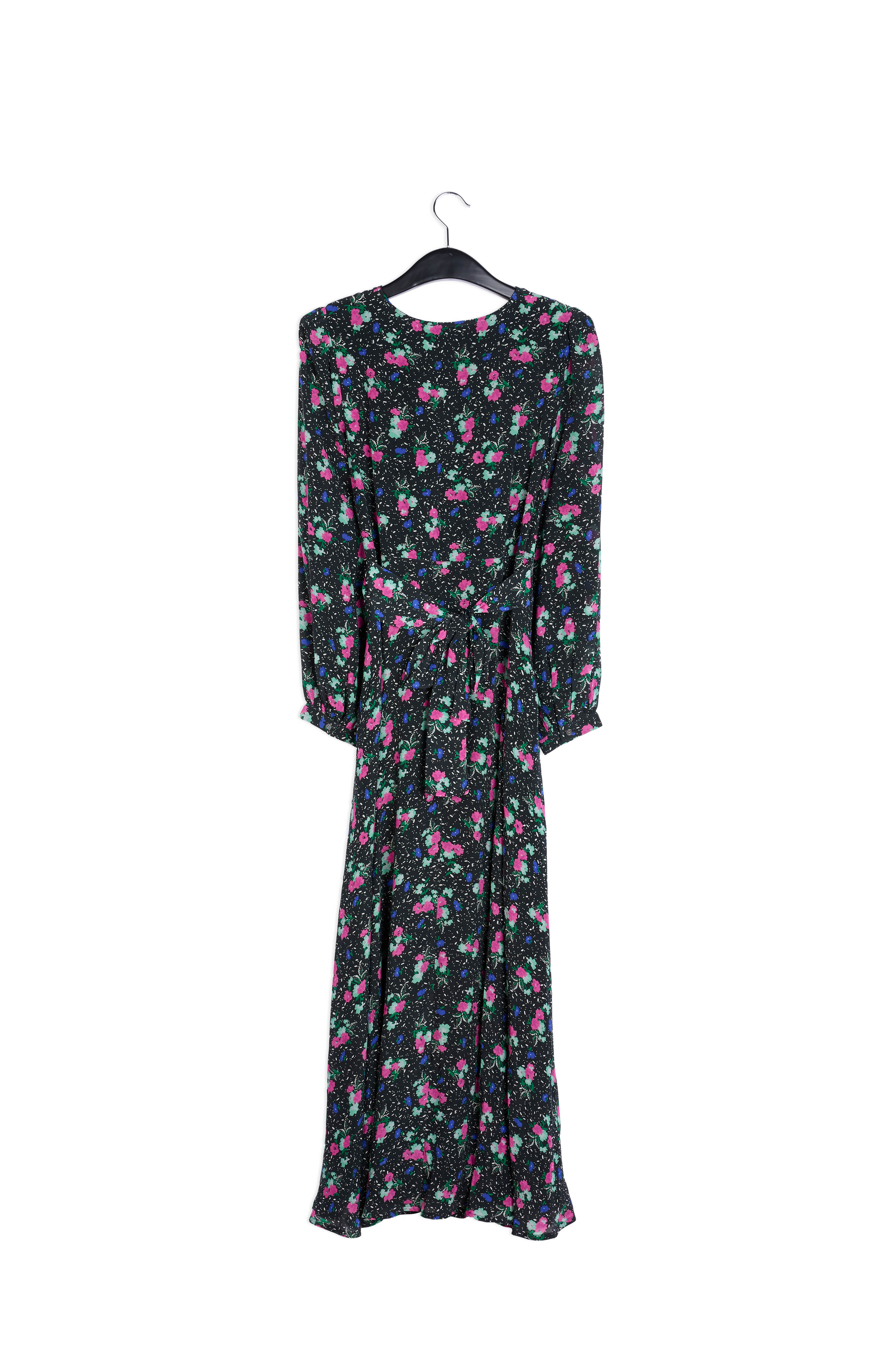 Black floral-print wrap maxi dress RE—SSENTIEL | Essentiel second hand