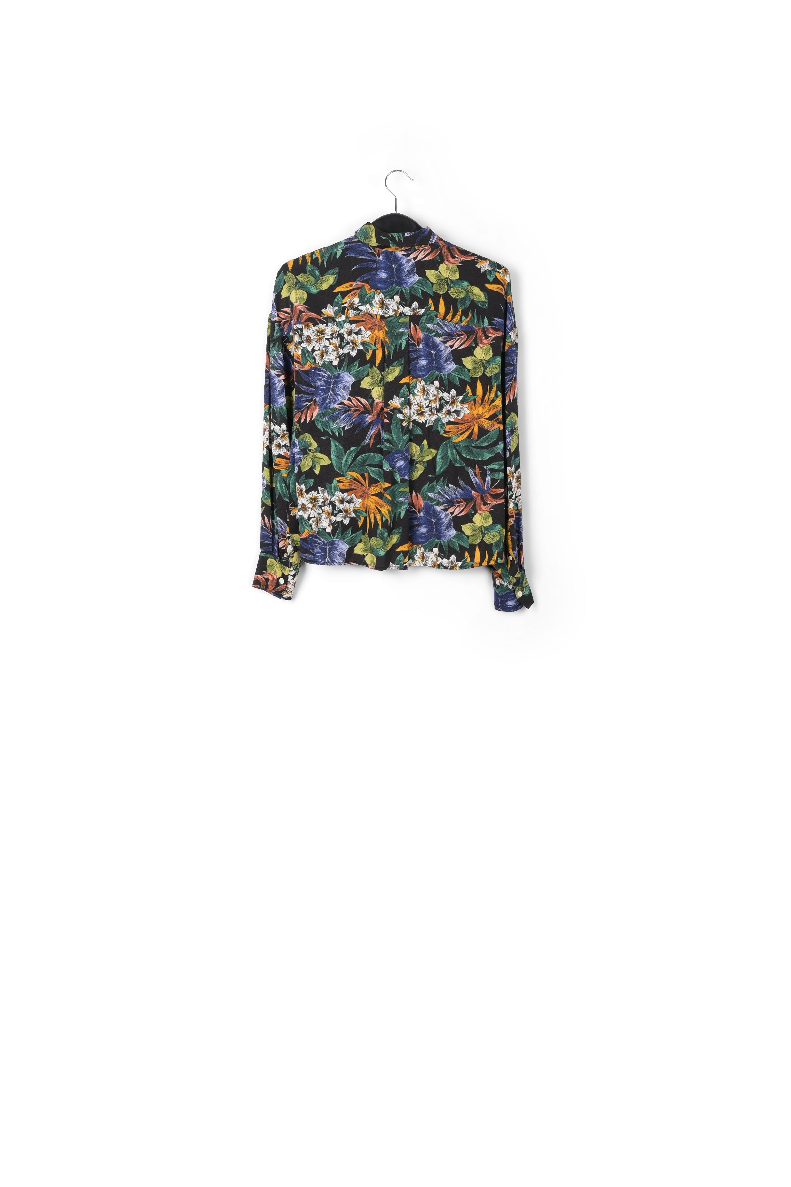 Chemise noire oversize à fleurs multicolores RE—SSENTIEL | Essentiel second hand