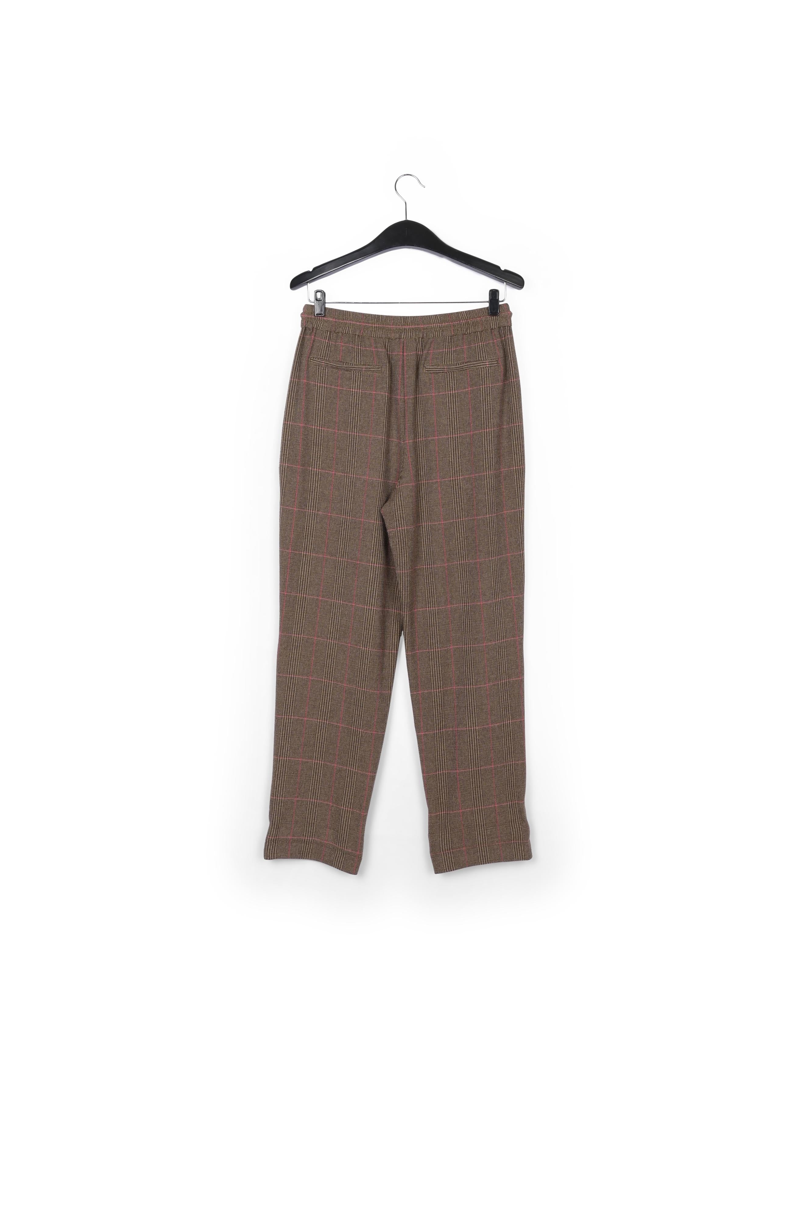 Pantalon brun à carreaux noirs et bleus RE—SSENTIEL | Essentiel second hand