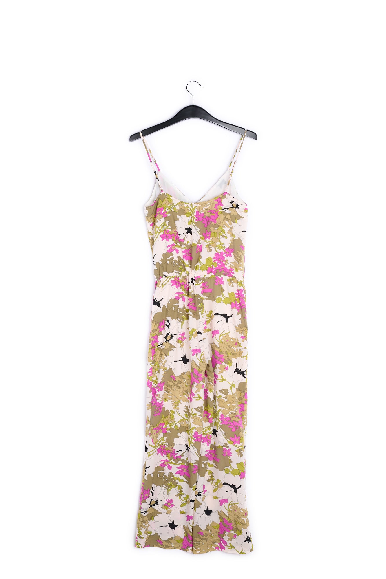 White, pink and khaki green floral jumpsuit RE—SSENTIEL | Essentiel second hand