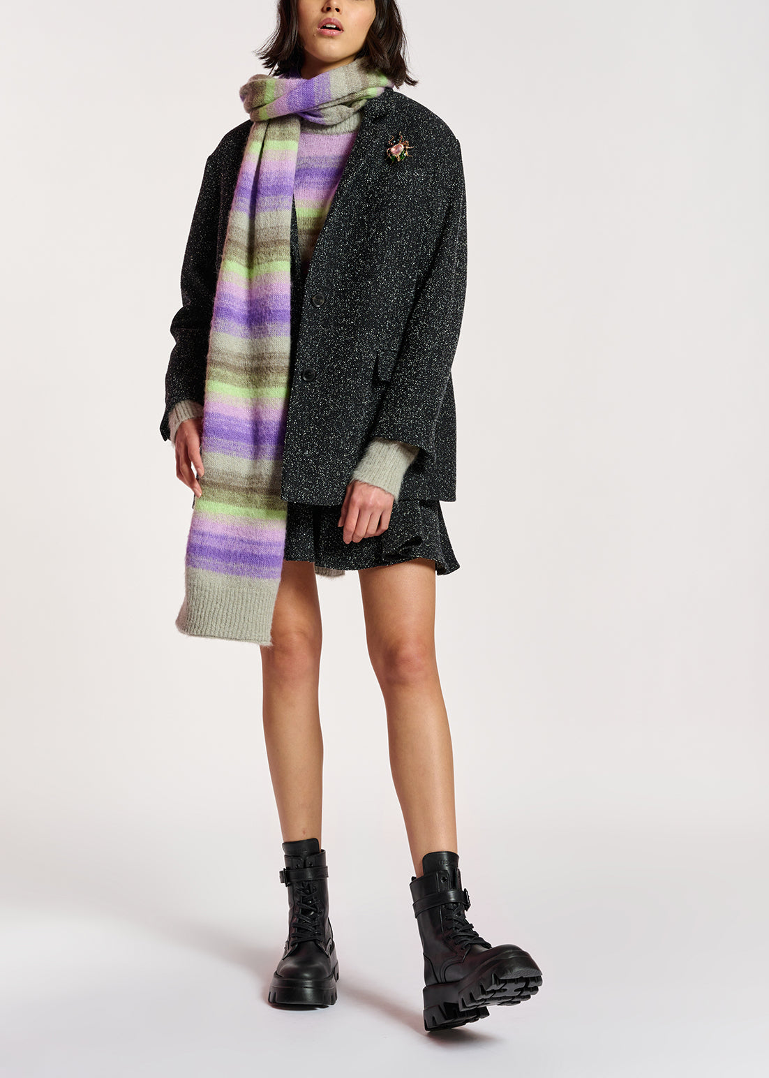 Veste noire oversize en laine cardée RE—SSENTIEL | Essentiel second hand