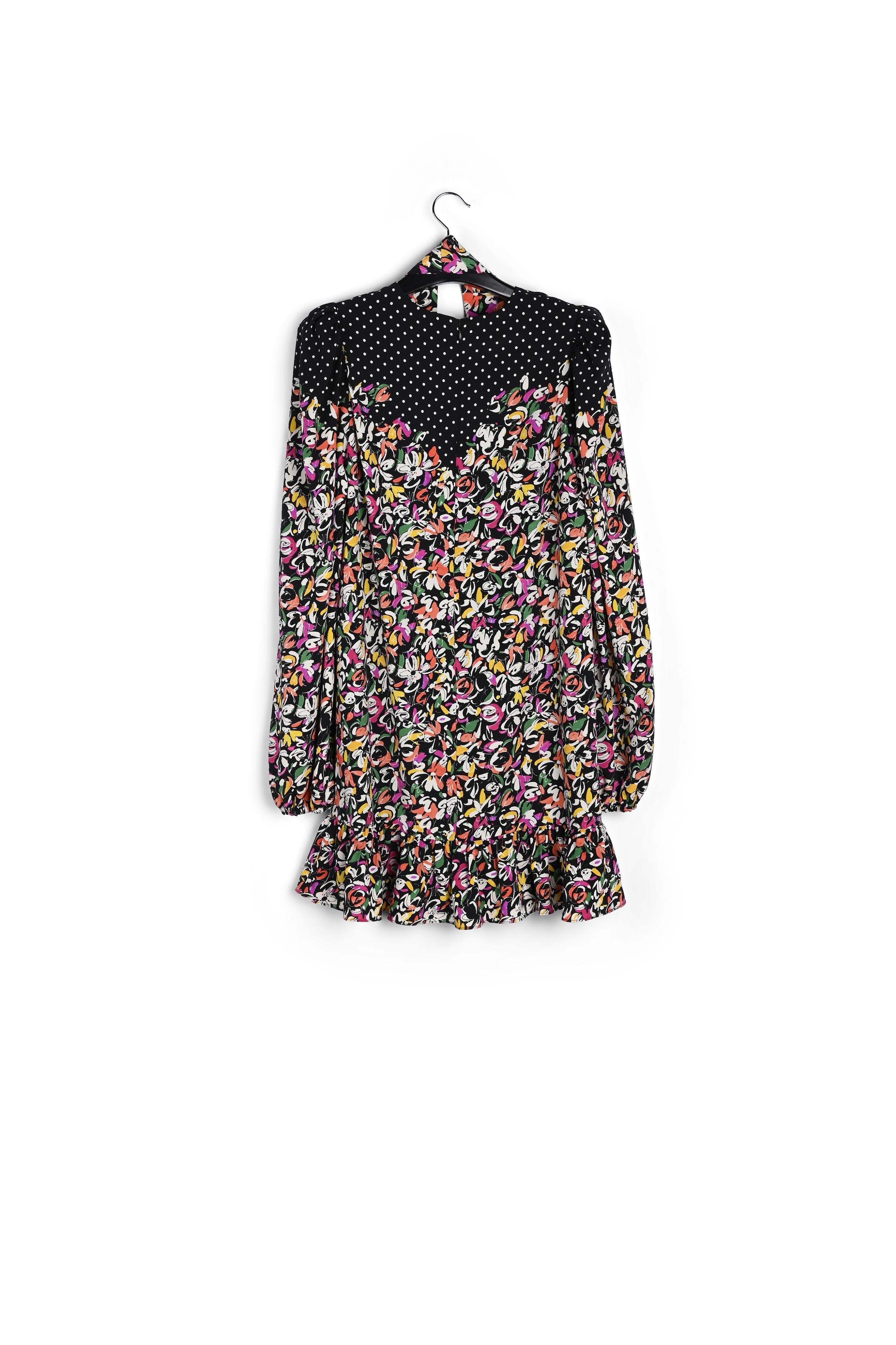 Kleurrijke jurk met bloemen- en stippenprint RE—SSENTIEL | Essentiel second hand
