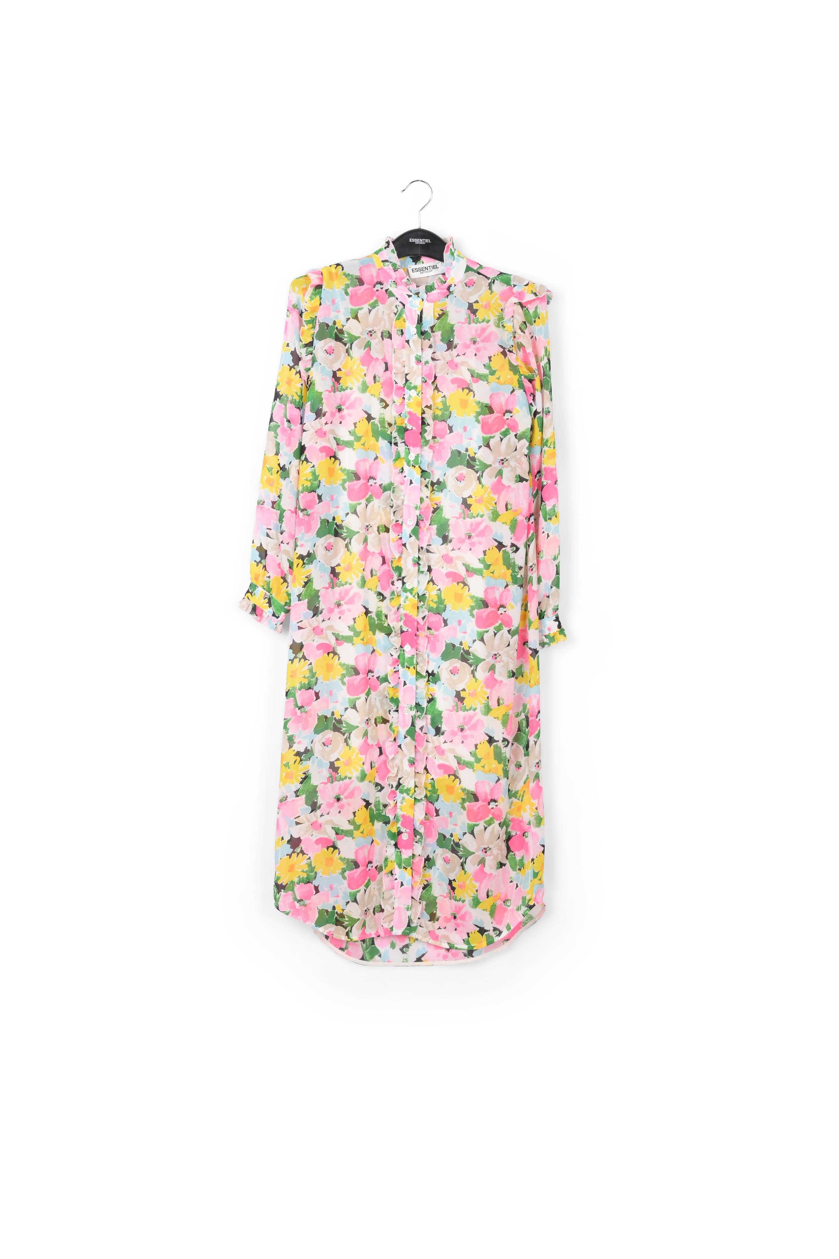 Colorful floral ruffle-detailed shirt dress RE—SSENTIEL | Essentiel second hand