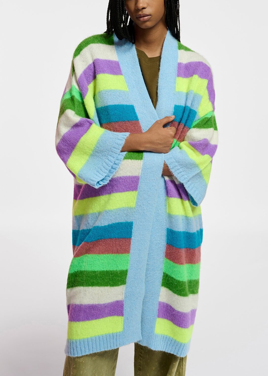 Cardigan mi-long à  rayures multicolores RE—SSENTIEL | Essentiel second hand