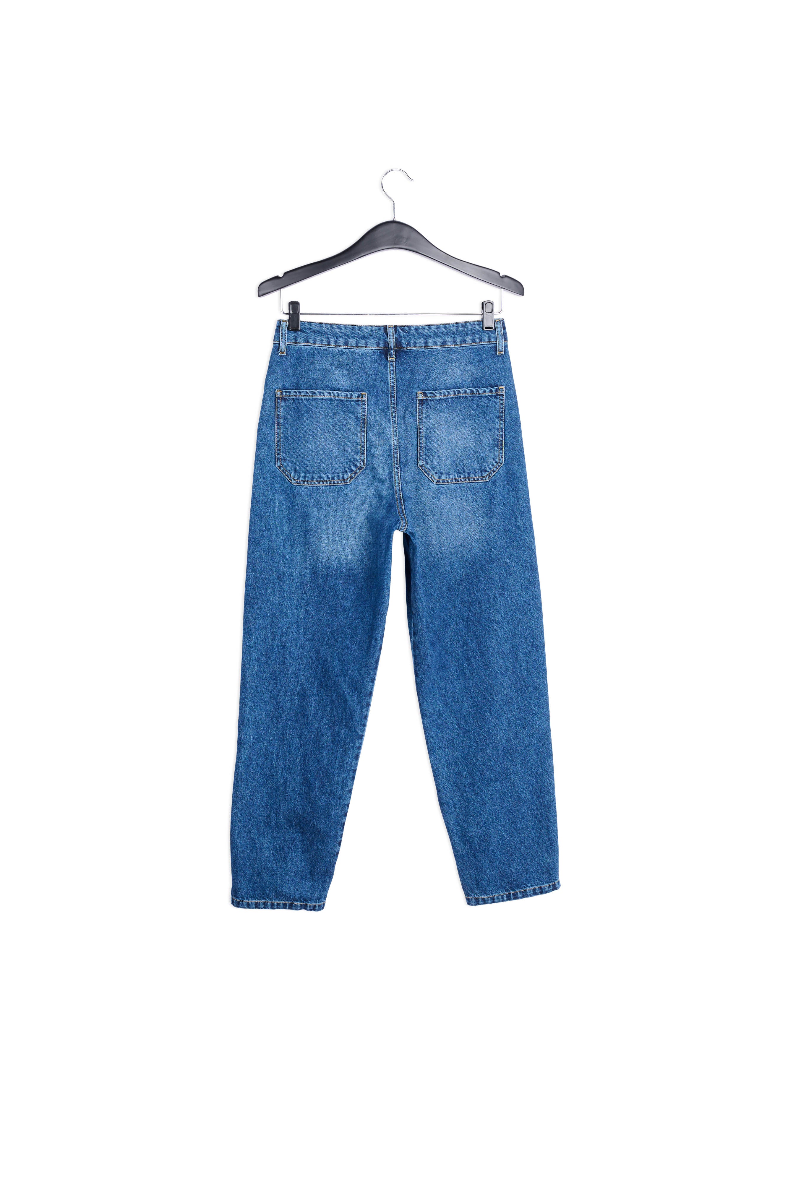 Jean boyfriend court taille haute en coton bleu marine RE—SSENTIEL | Essentiel second hand