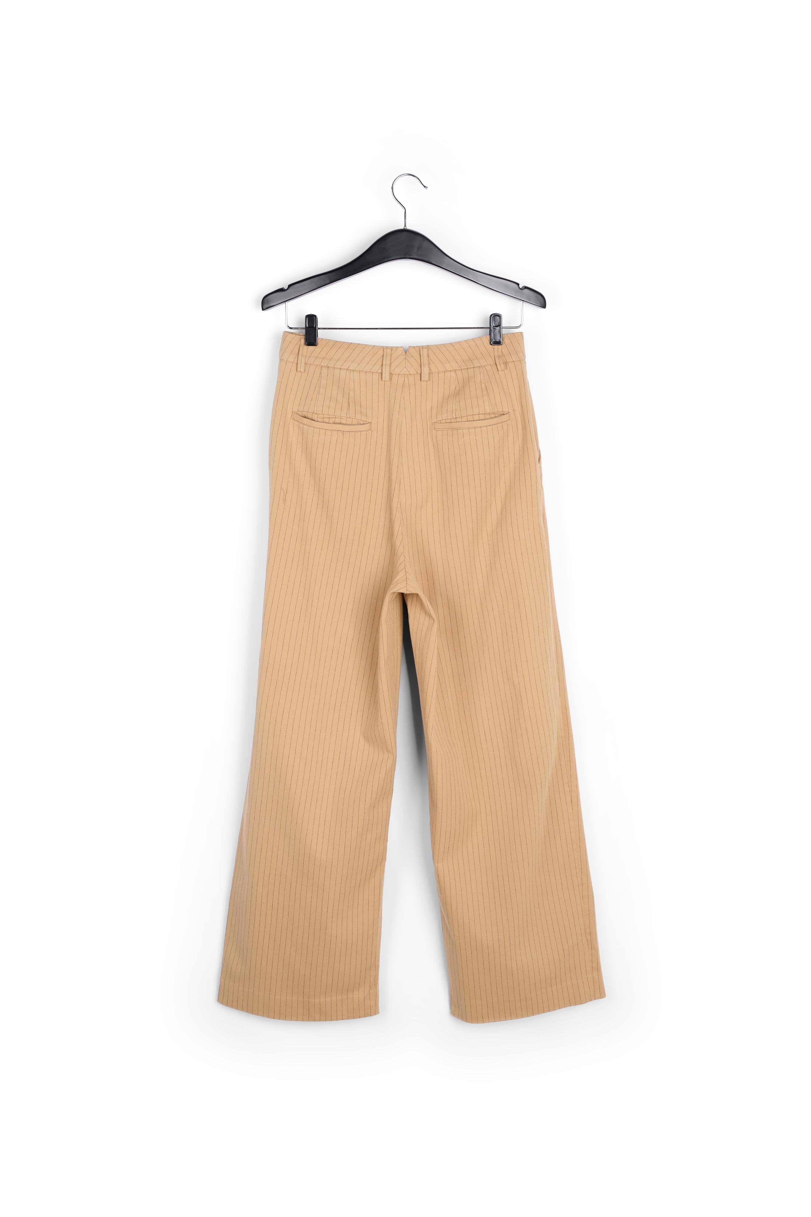 Pantalon large brun à rayures fines RE—SSENTIEL | Essentiel second hand