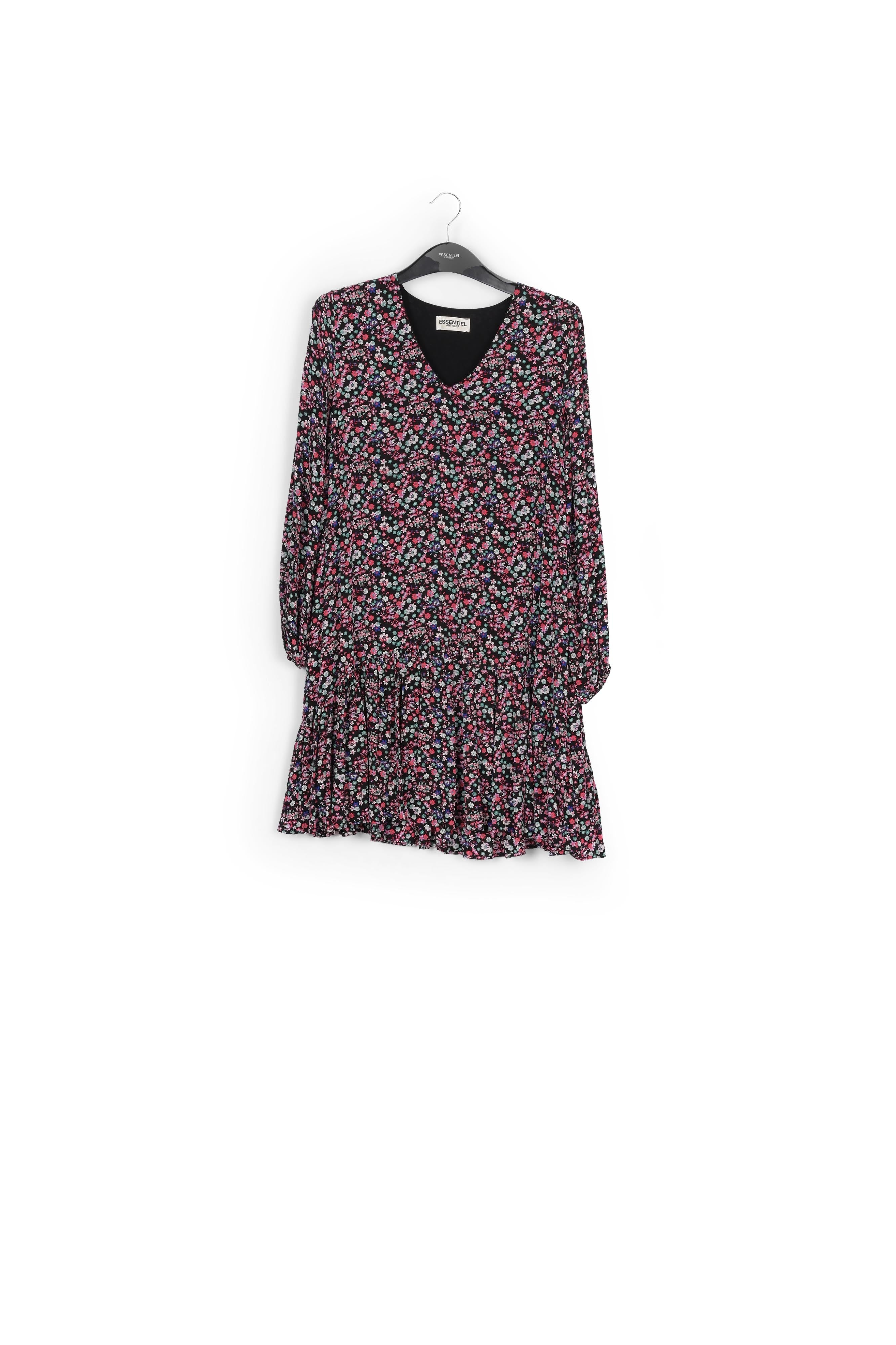 Black floral-print mini dress RE—SSENTIEL | Essentiel second hand