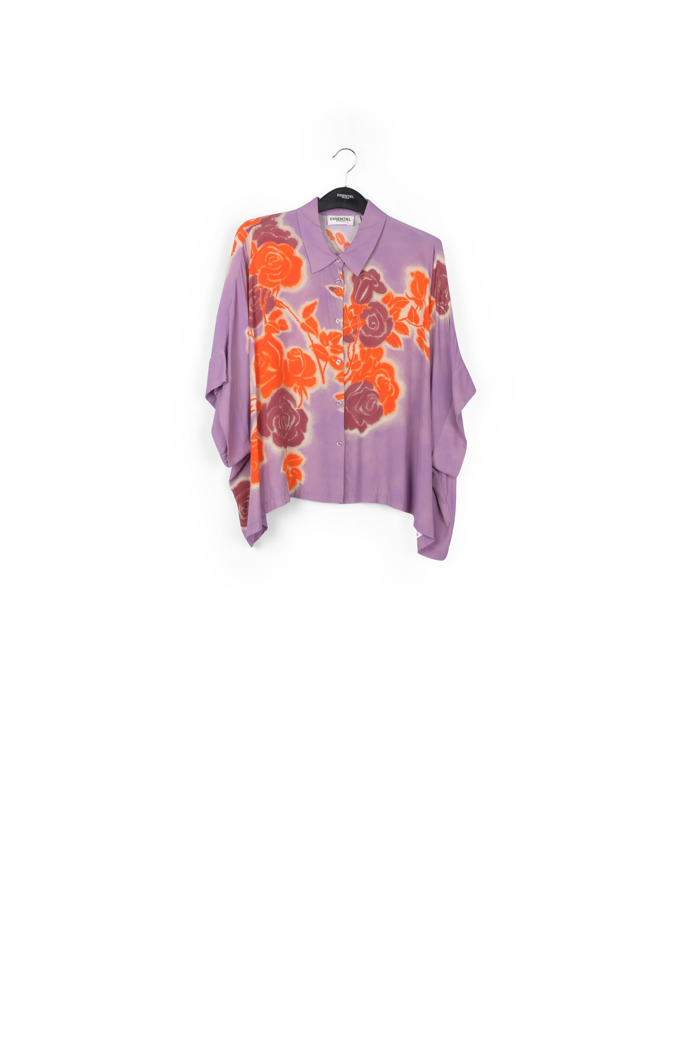 Lilac, orange and purple oversized shirt with floral print RE—SSENTIEL | Essentiel second hand