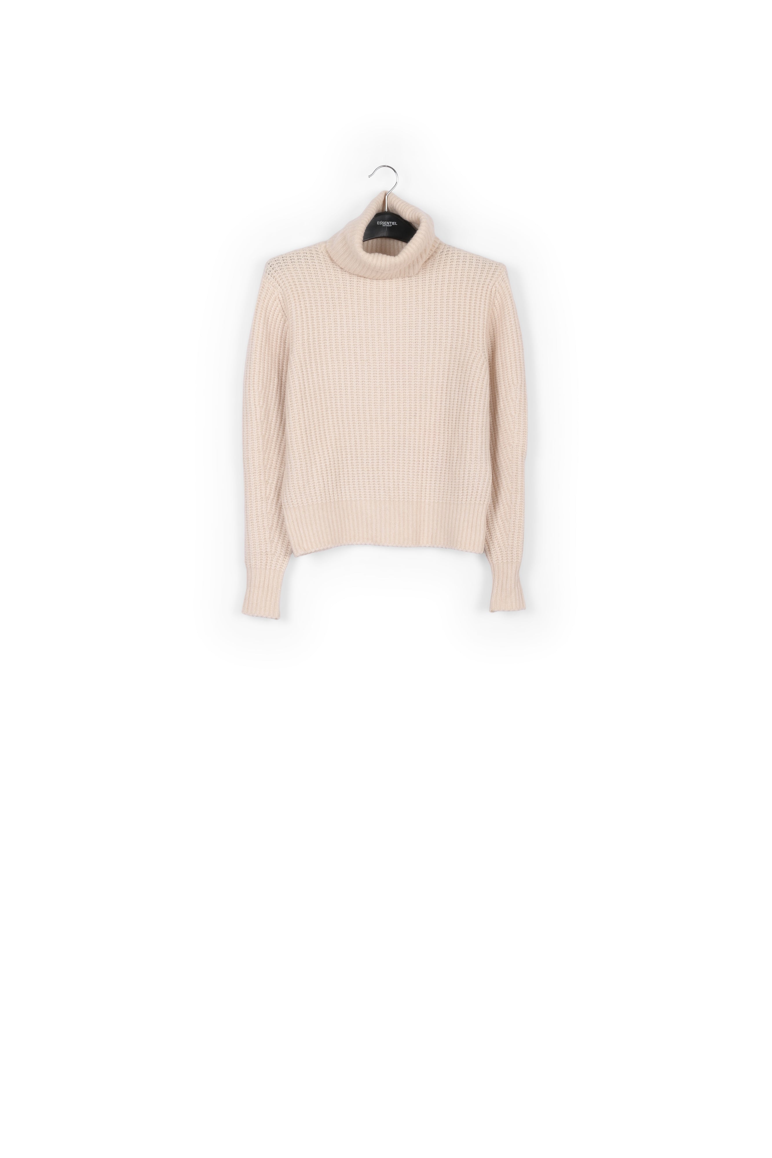 Pull beige à col roulé en maille côtelée RE—SSENTIEL | Essentiel second hand