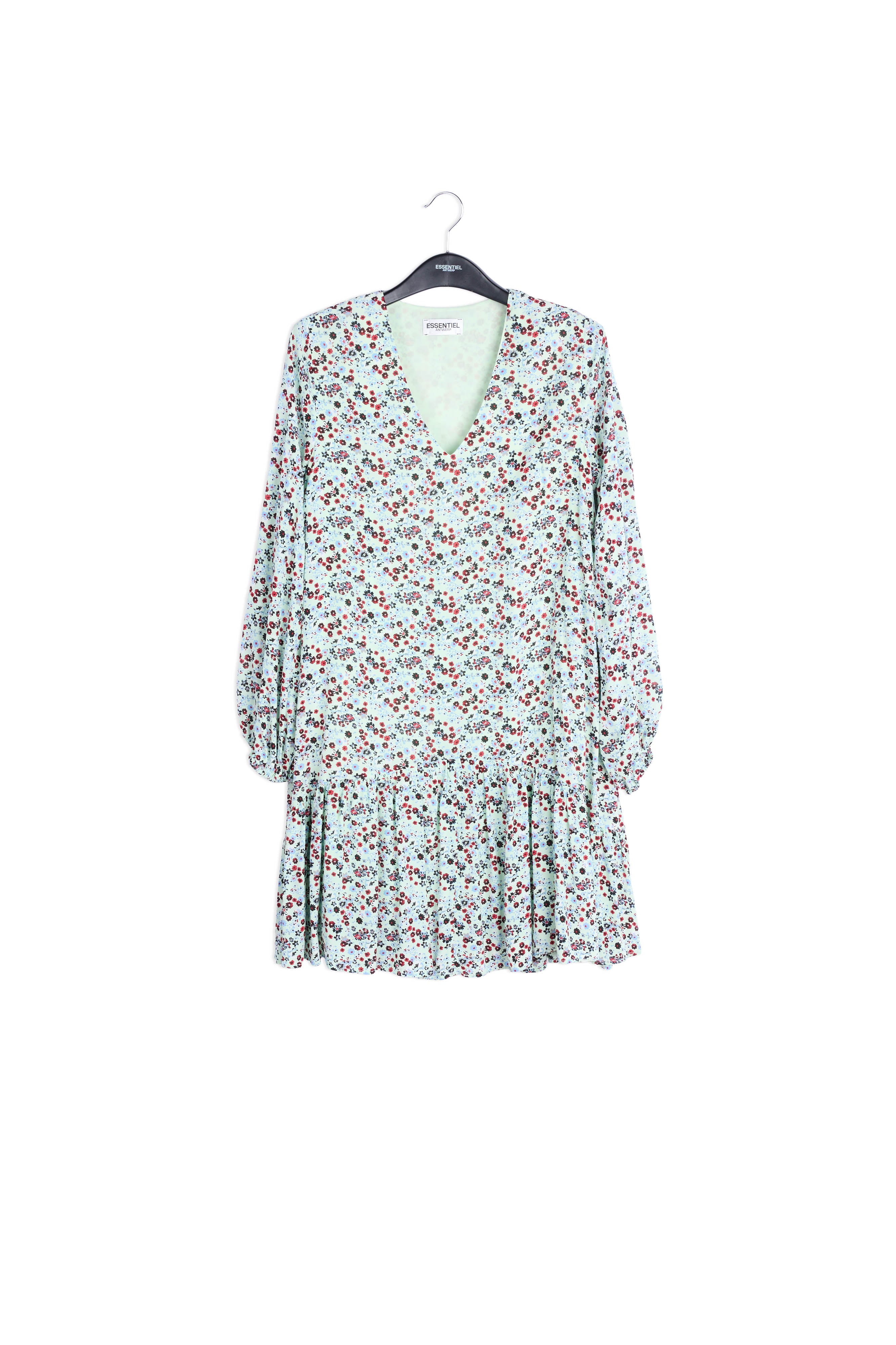 Mint green floral-print wrap mini dress RE—SSENTIEL | Essentiel second hand