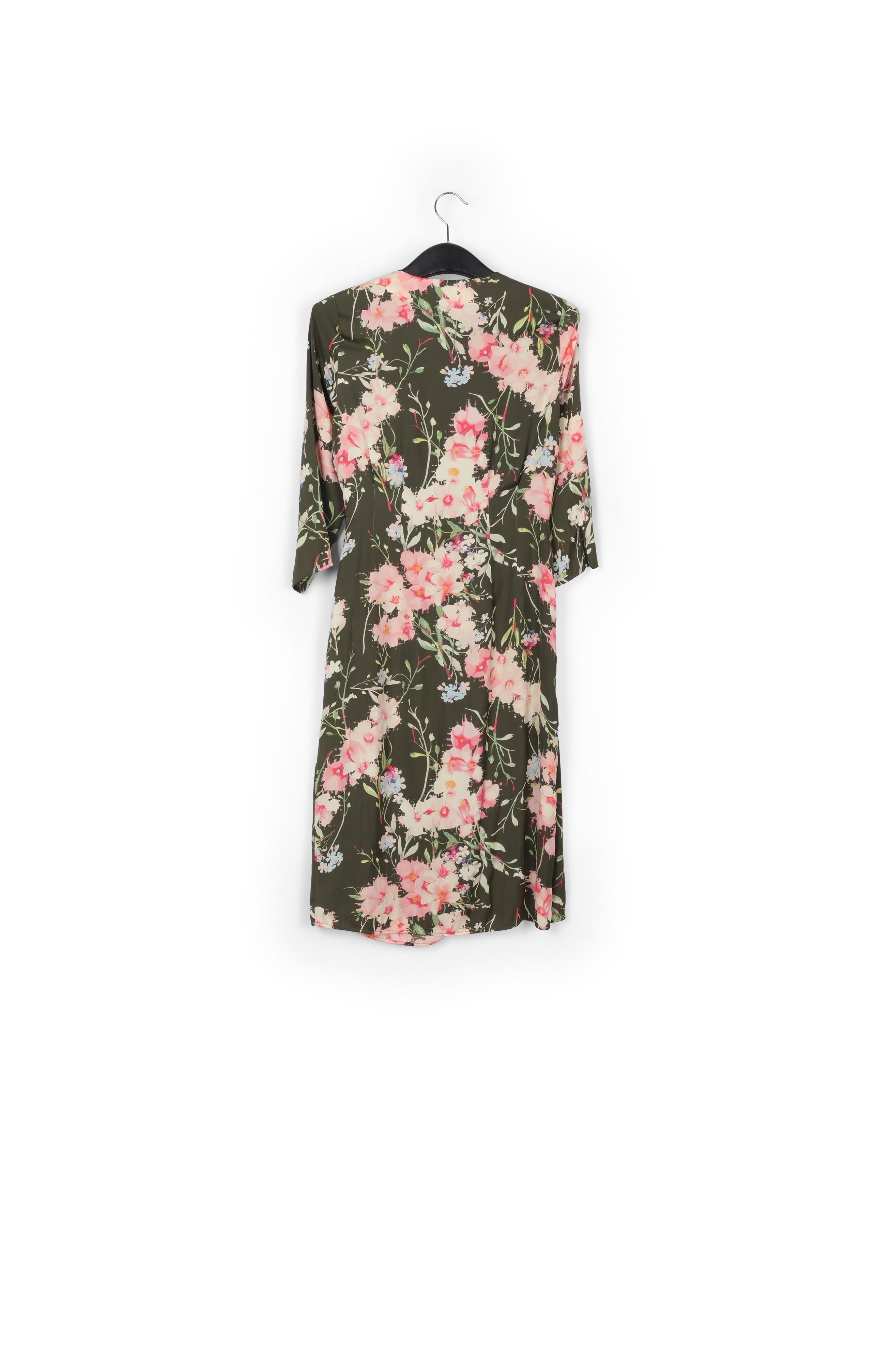 Khaki floral wrap dress RE—SSENTIEL | Essentiel second hand