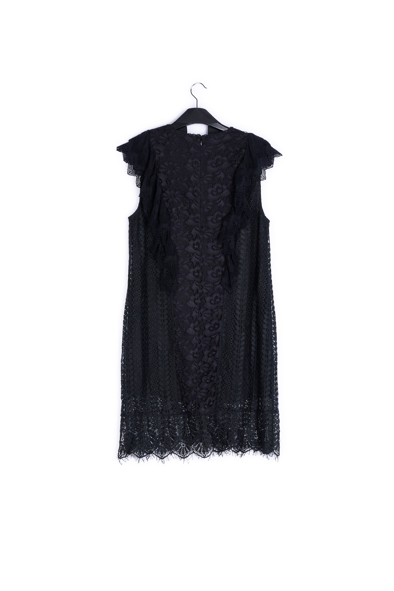 Black ruffled lace belted dress with sequins RE—SSENTIEL | Essentiel second hand