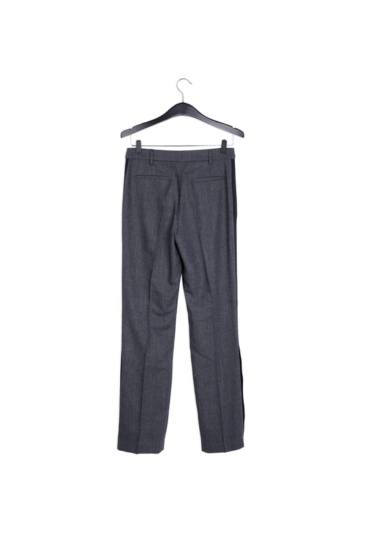 Dark grey wool-blend pants with contrasting stripe RE—SSENTIEL | Essentiel second hand