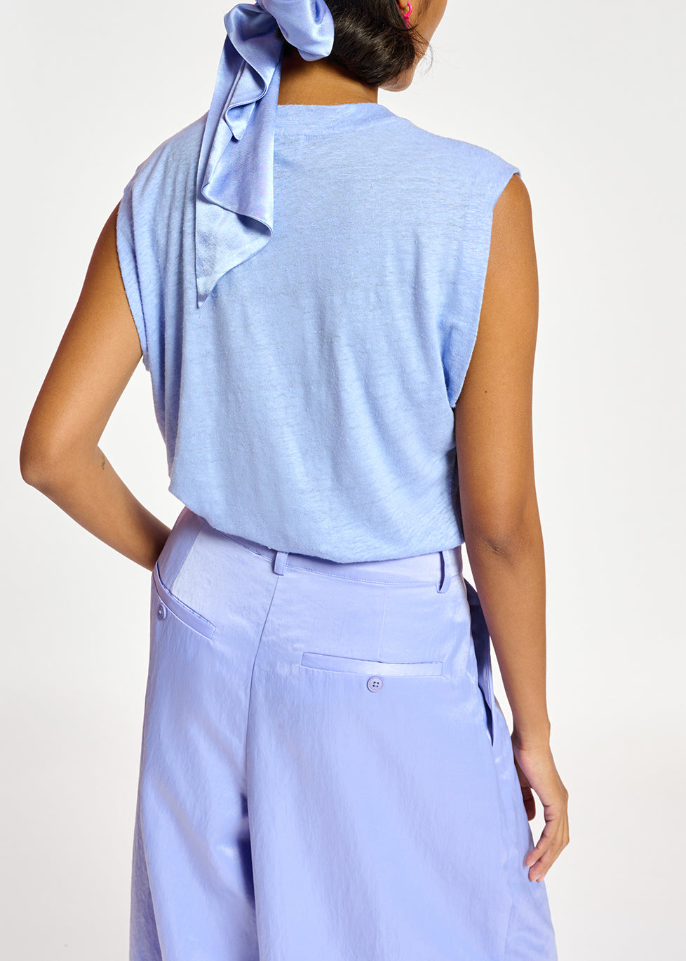 Blue linen sleeveless T-shirt RE—SSENTIEL | Essentiel second hand