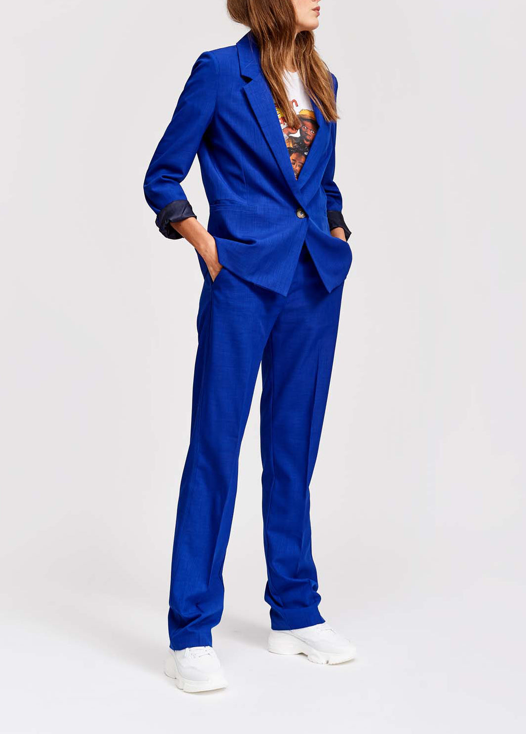 Blue tailored trousers RE—SSENTIEL | Essentiel second hand