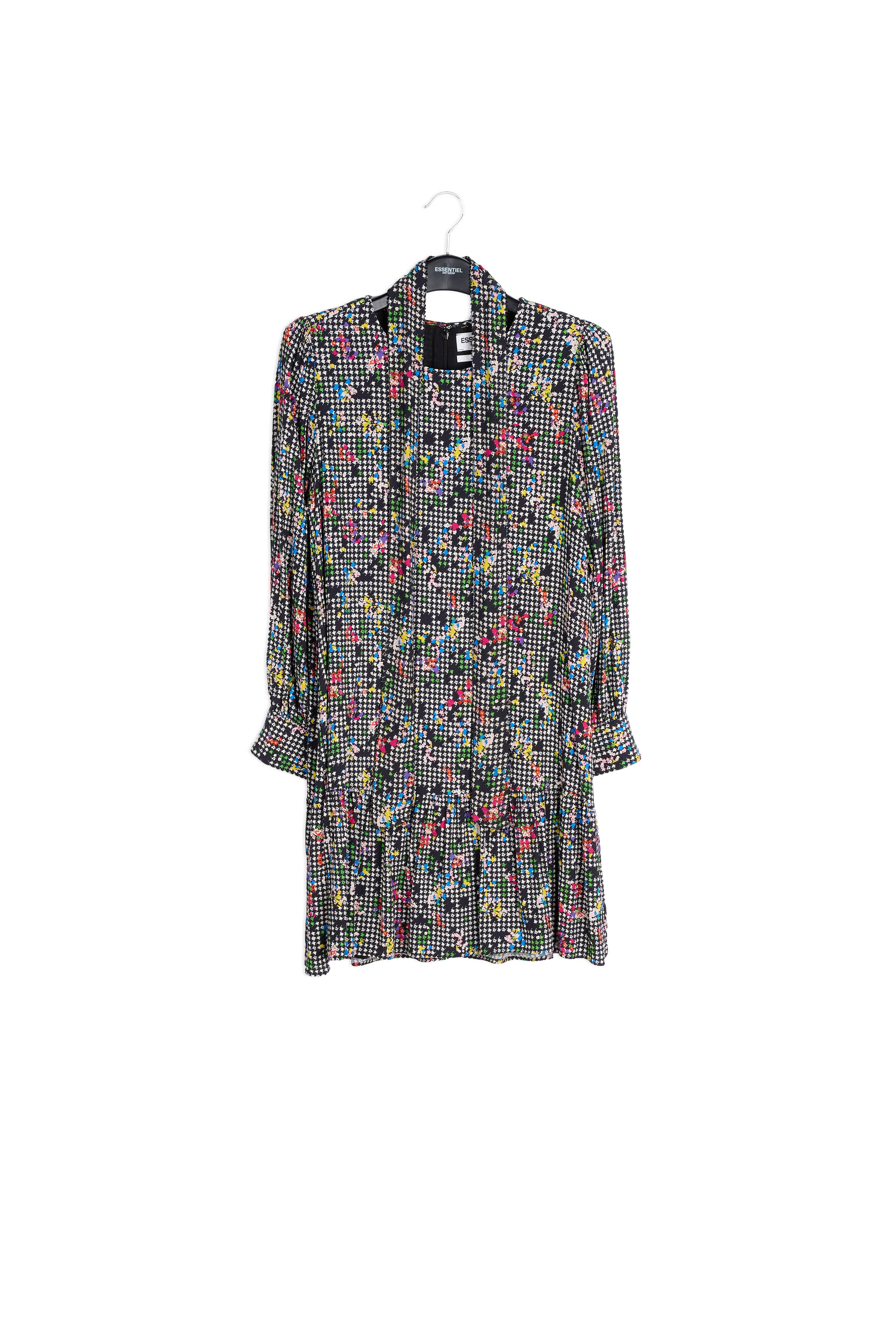 Black and white ruffled hem mini dress RE—SSENTIEL | Essentiel second hand