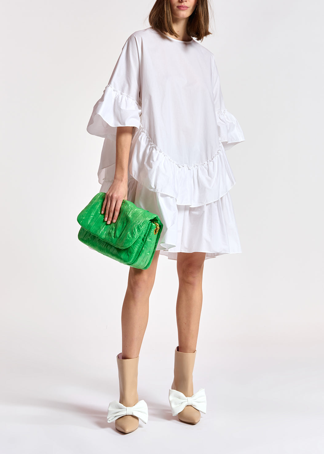 White ruffled cotton dress RE—SSENTIEL | Essentiel second hand