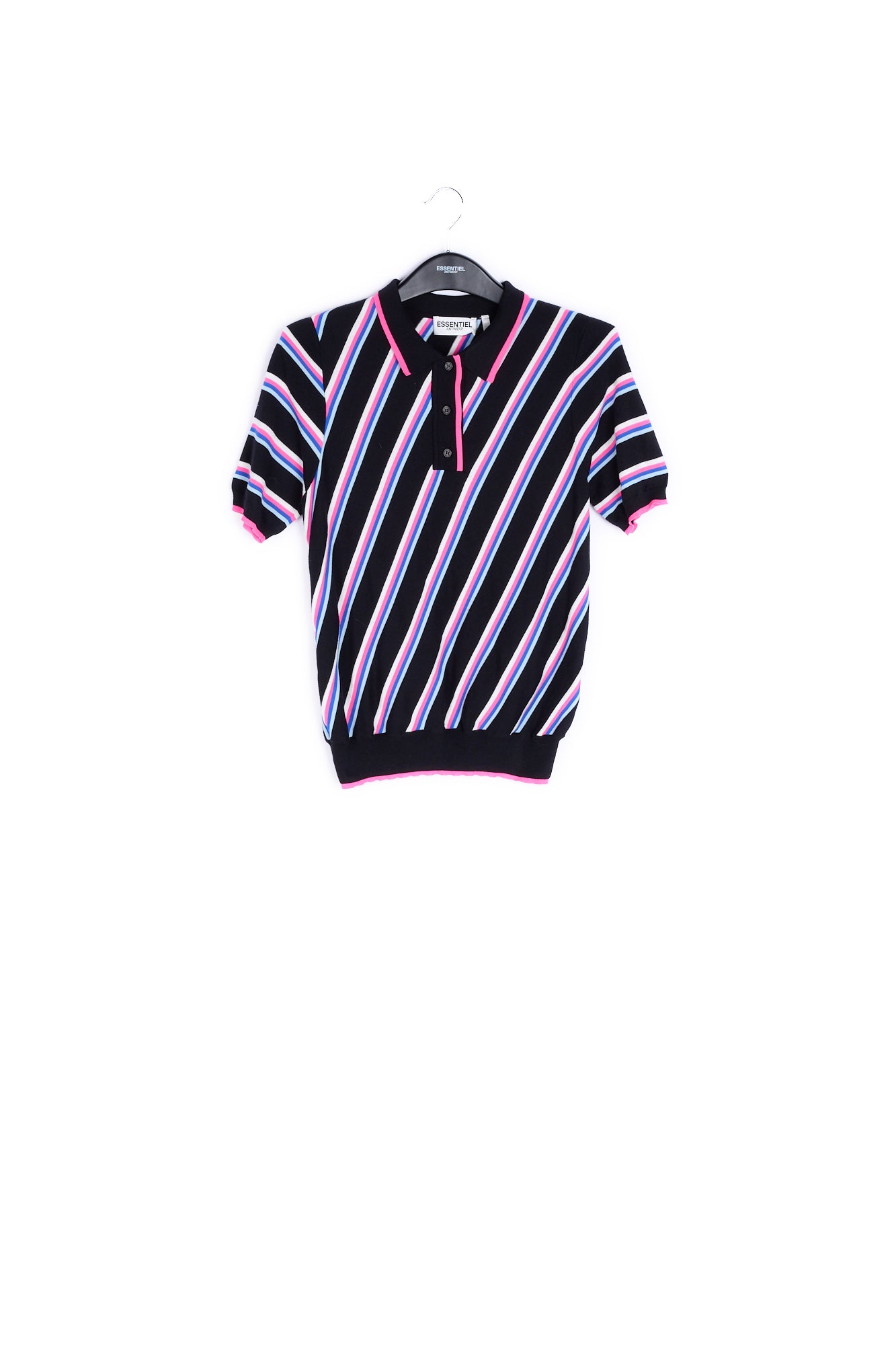 Black polo shirt with neon stripes RE—SSENTIEL | Essentiel second hand