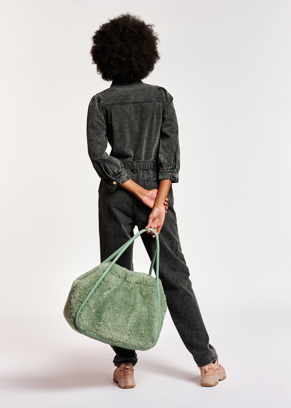 Dark grey belted denim jumpsuit RE—SSENTIEL | Essentiel second hand