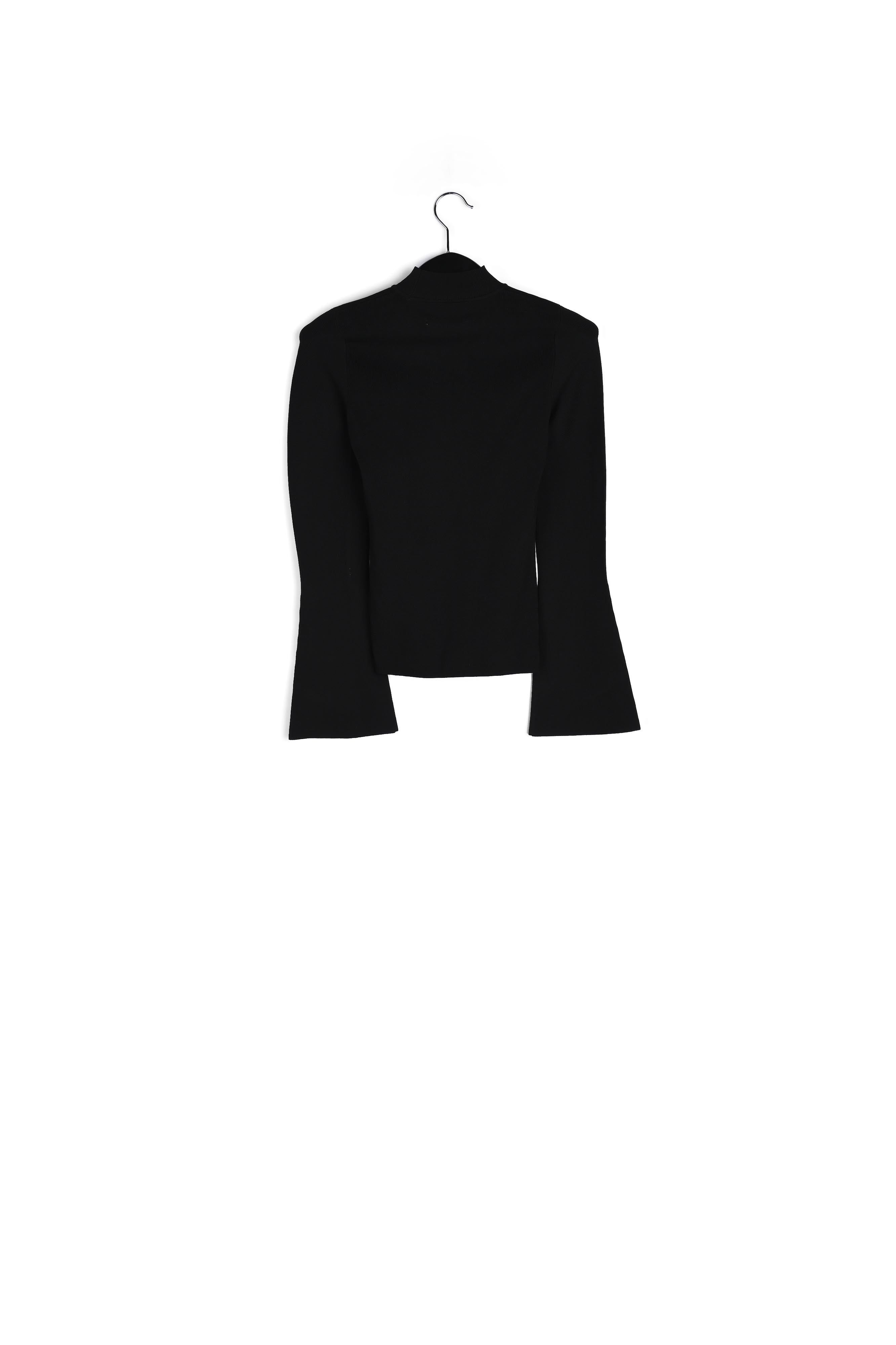 Black slim-fit knit sweater with trumpet sleeves RE—SSENTIEL | Essentiel second hand