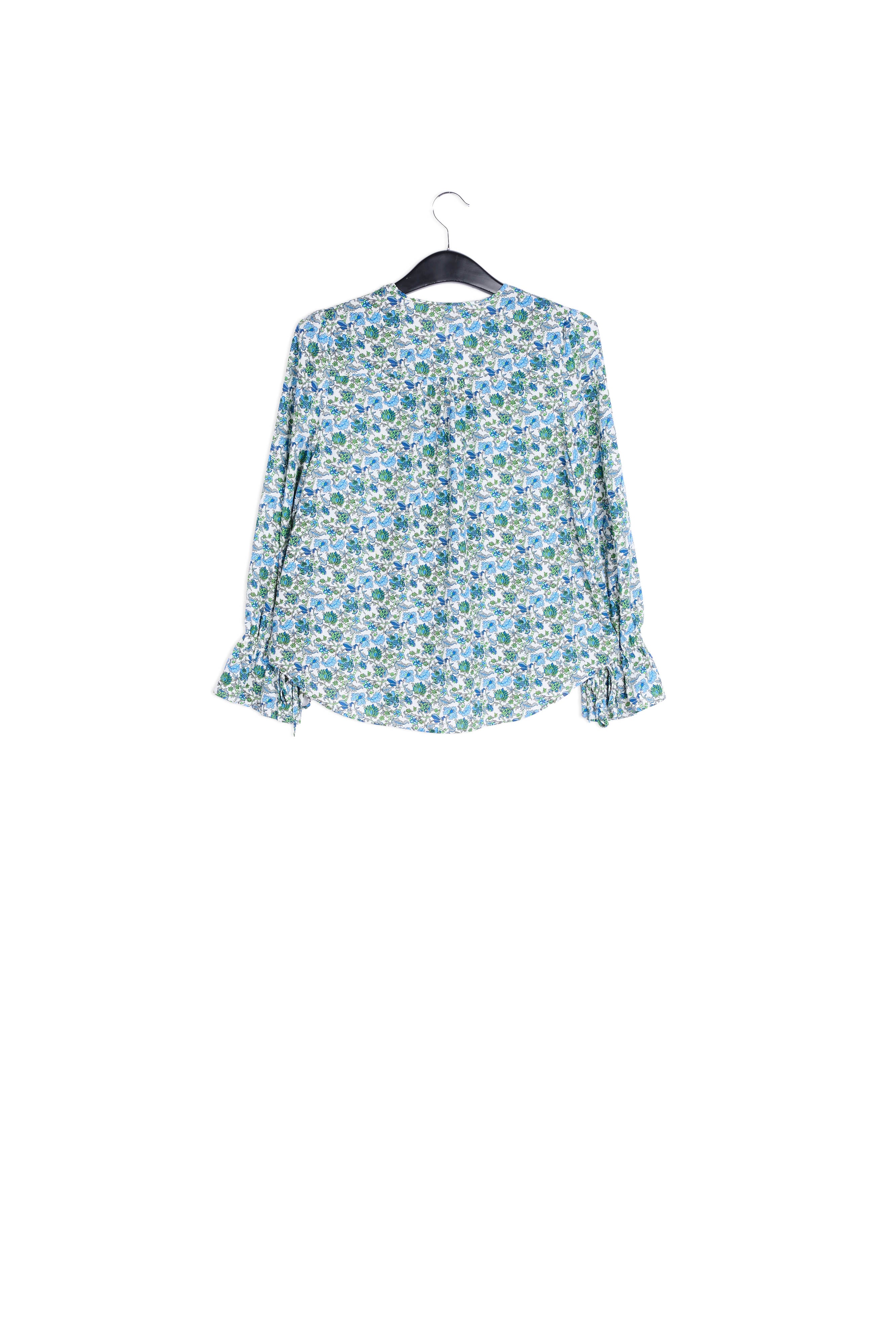 White top with blue floral print and rhinestones RE—SSENTIEL | Essentiel second hand