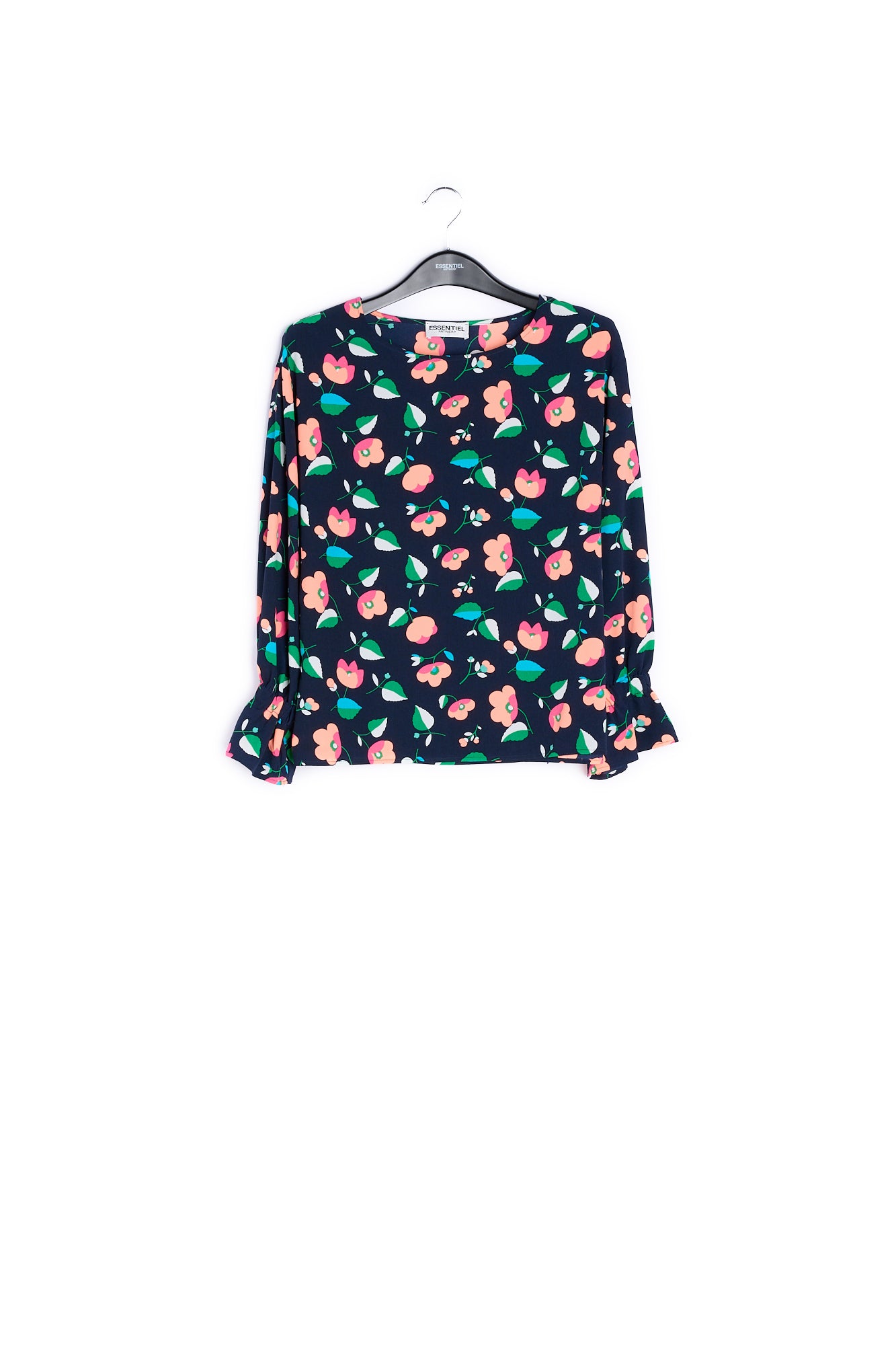 Navy blue floral blouse RE—SSENTIEL | Essentiel second hand