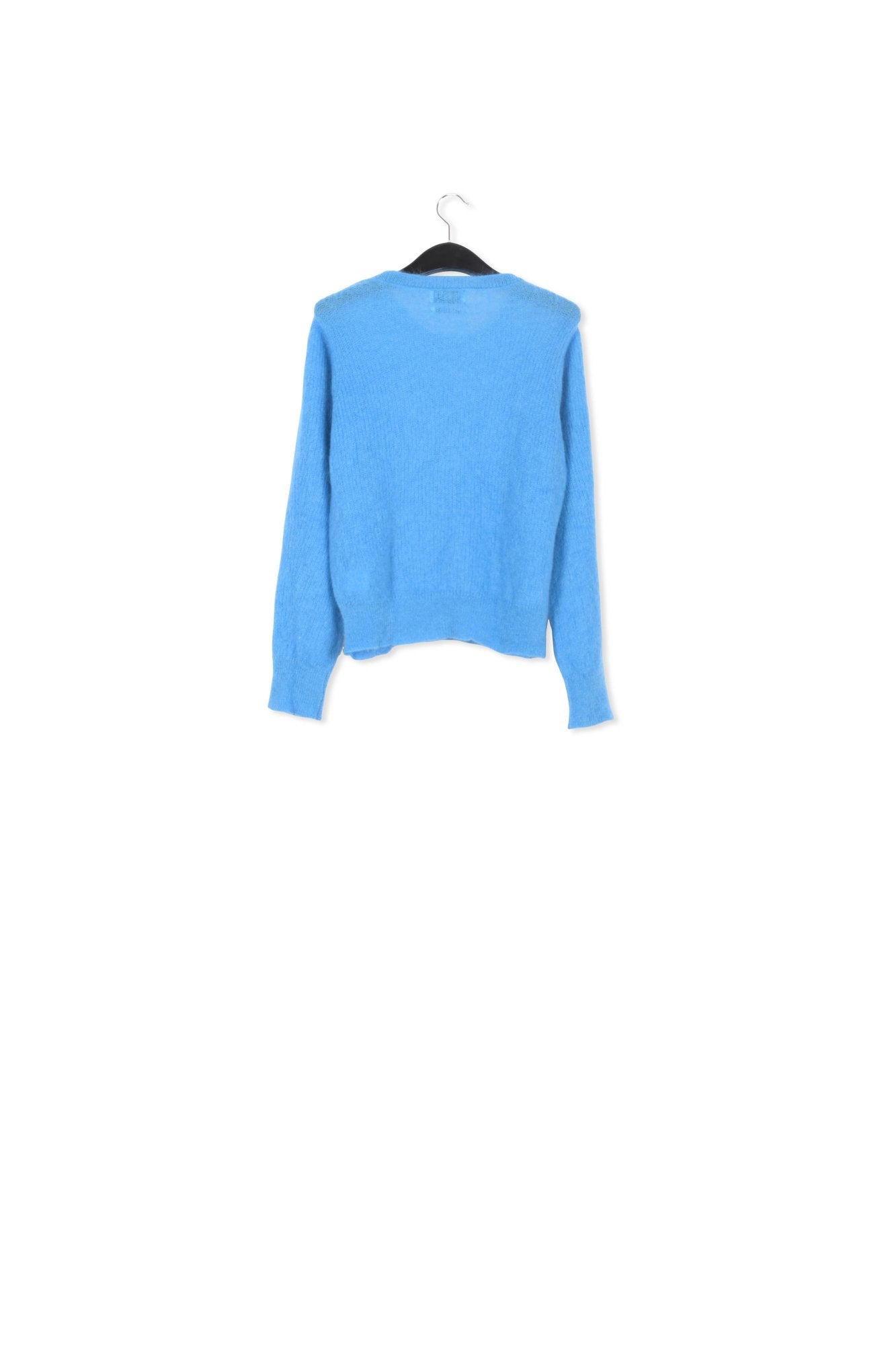 Blue mohair-blend knit sweater with puffed shoulders RE—SSENTIEL | Essentiel second hand