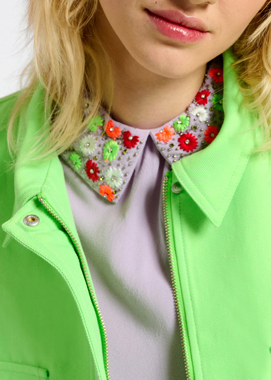 Top lilas à  manches courtes avec col à  strass RE—SSENTIEL | Essentiel second hand